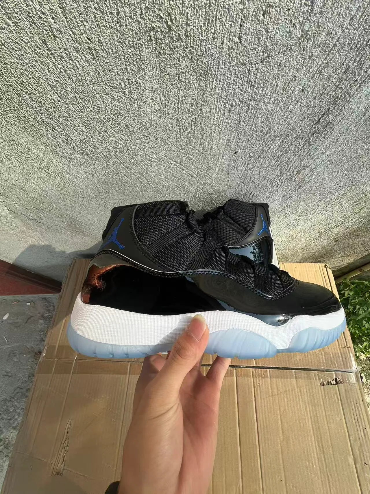 Air Jordan 11 Black White Icy Blue Basketball Shoes