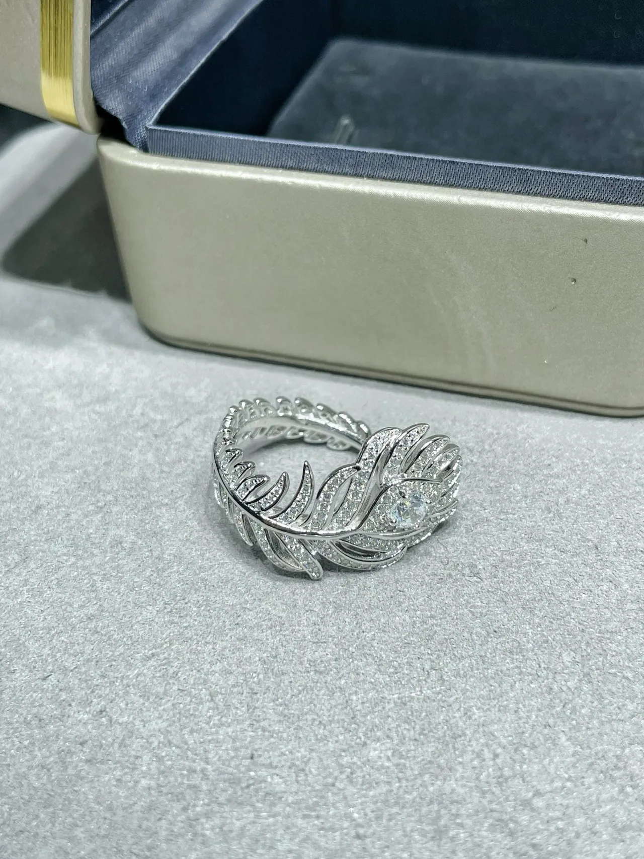 Feather Motif Pavé Crystal Stud Earrings