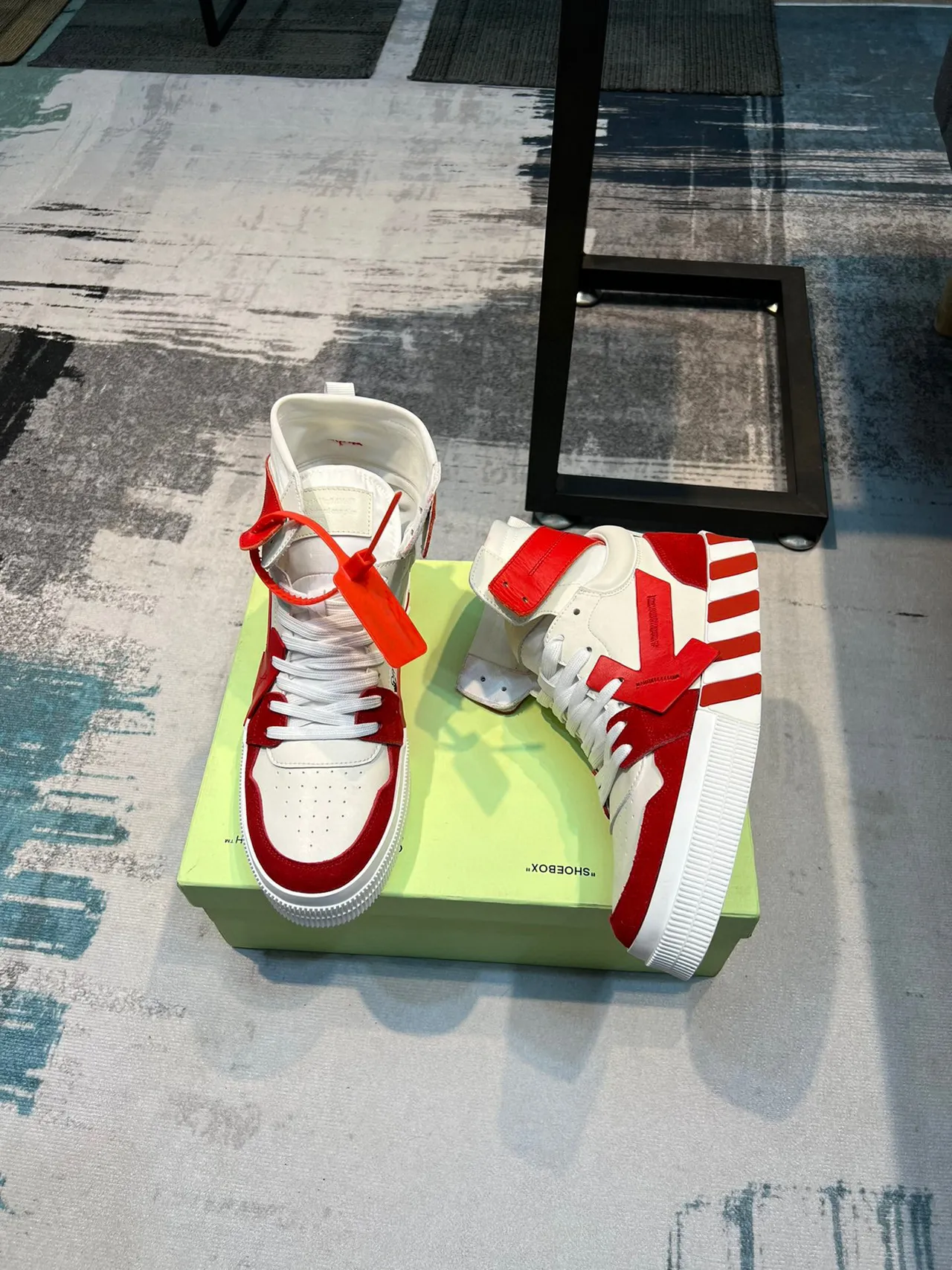 Off-White Red High-Top Industrial Zip-Tie Strap Lifestyle Sneakers