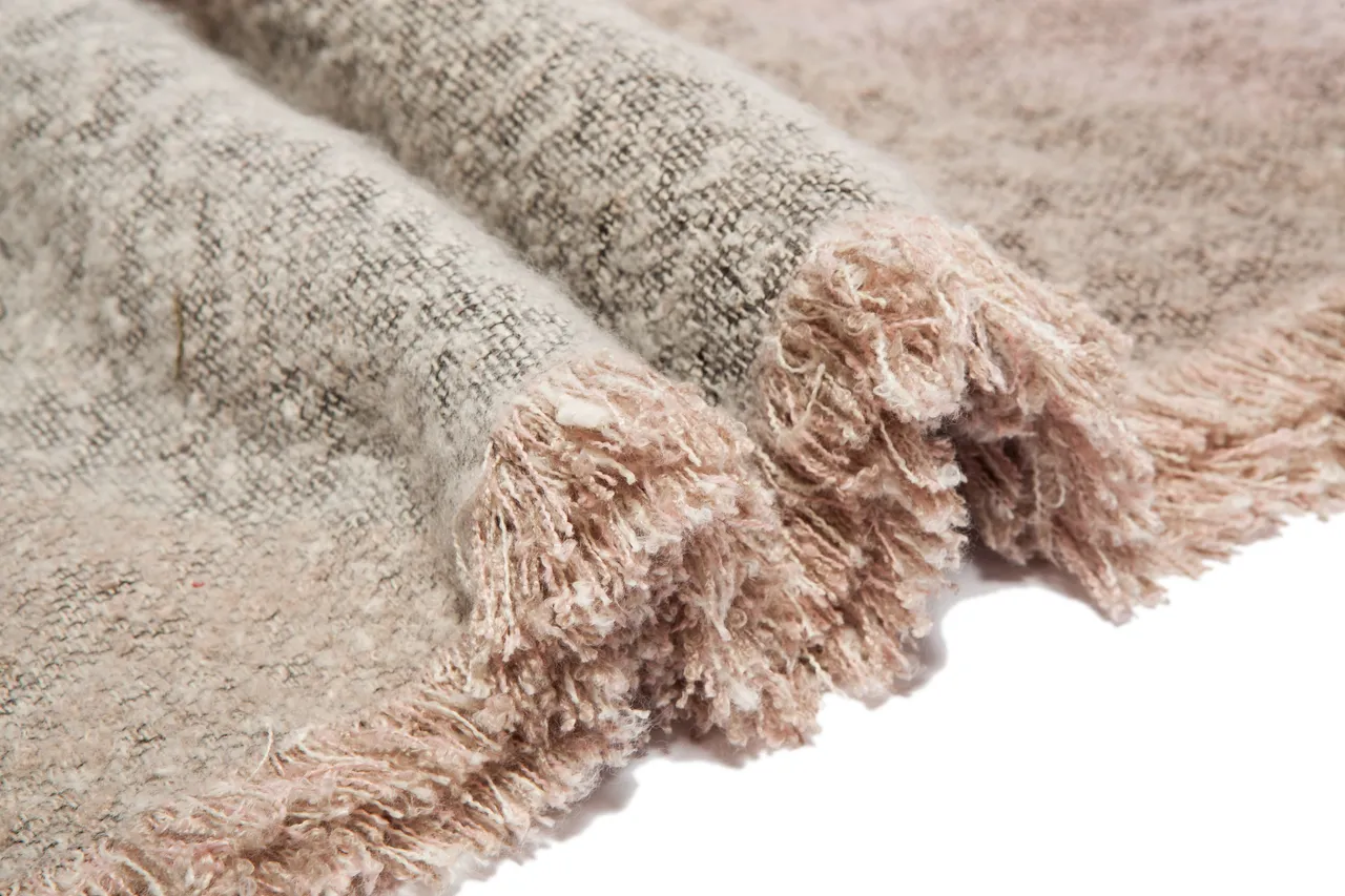 Beige Black Woven Fringed Scarve