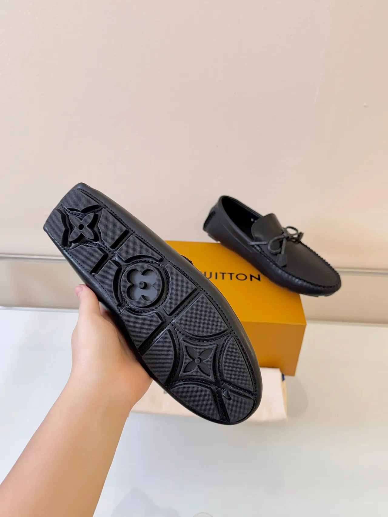 Louis Vuitton Black Leather Monogrammed Bow Detail Loafer