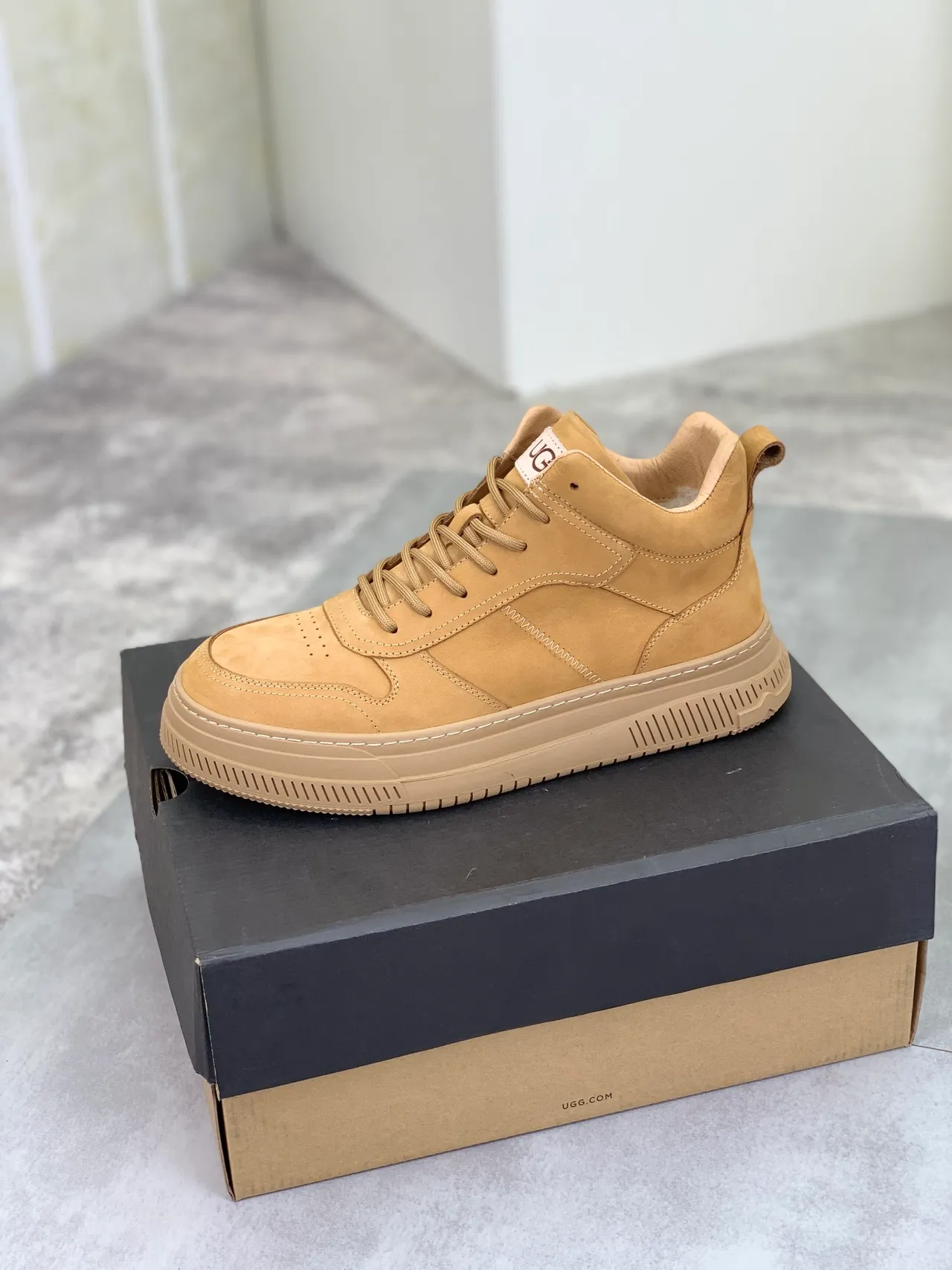 UGG Beige High-Top Suede Lifestyle Sneakers