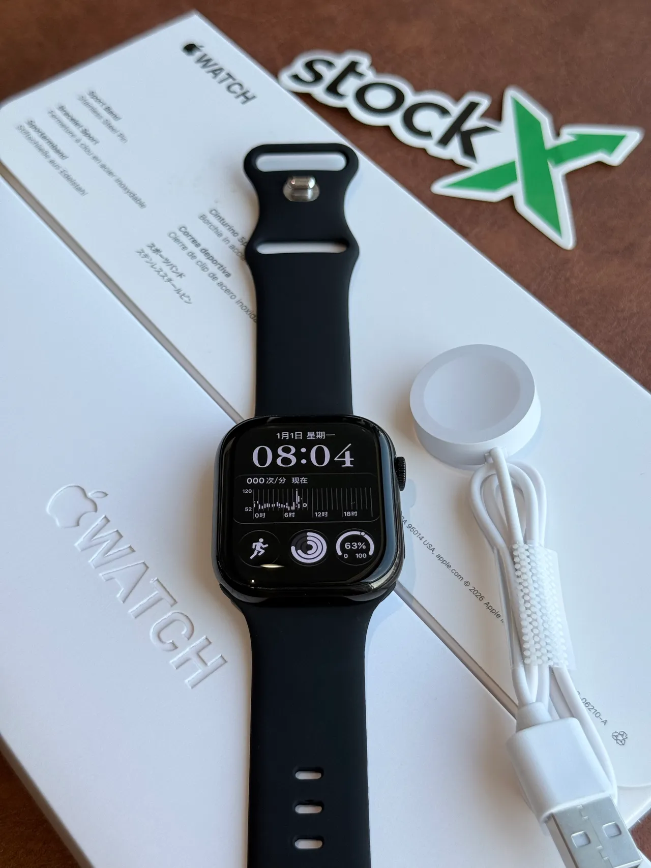 Apple Black Flat-Edged Rectangular Case Silicone Sport Band Sports Watch