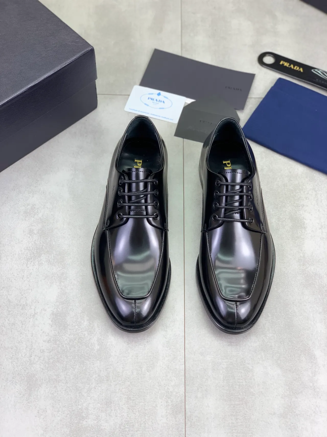 Prada Black Cap-Toe Oxford Shoes