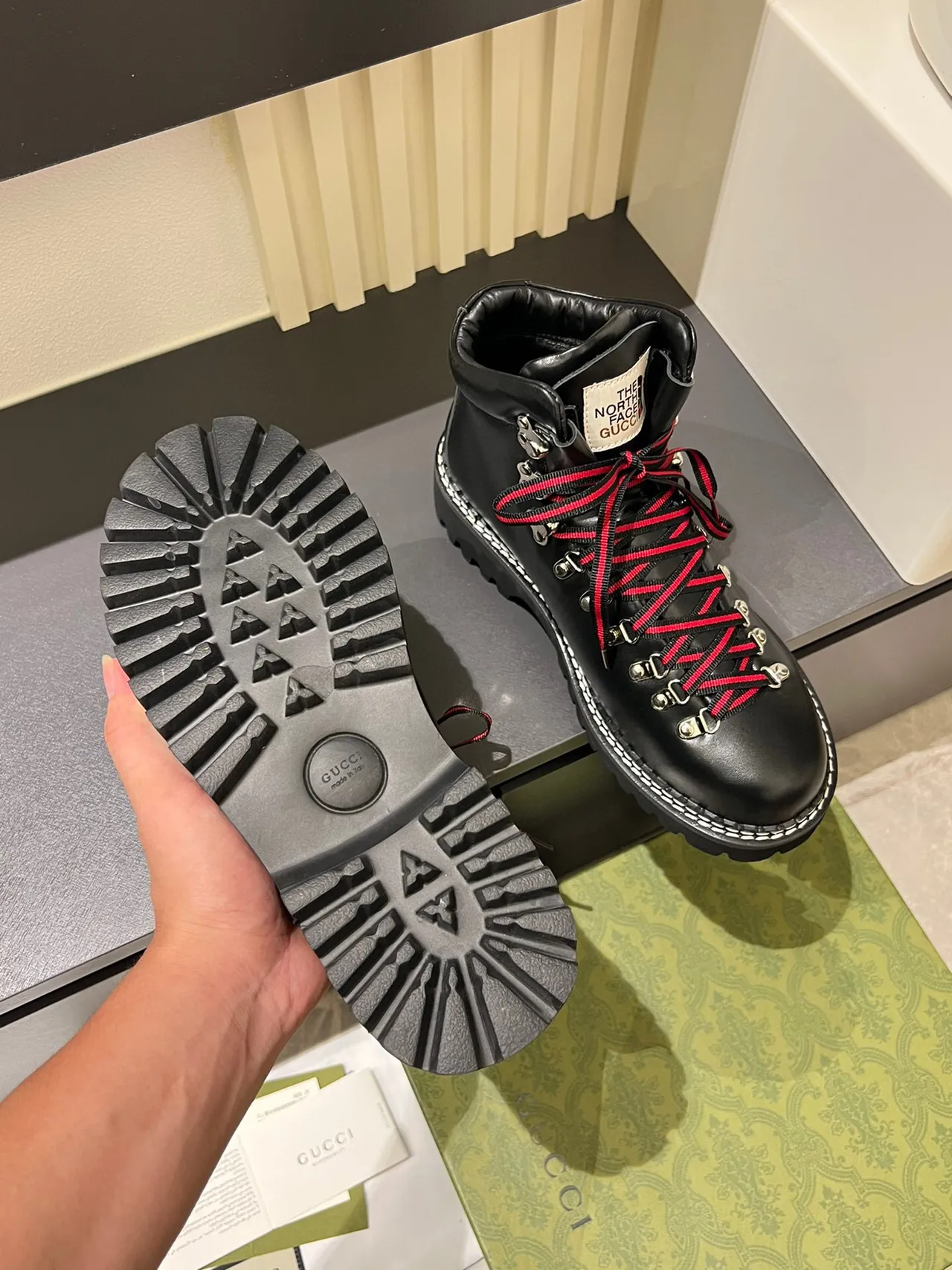 Gucci x The North Face Black Leather Hiking Boots