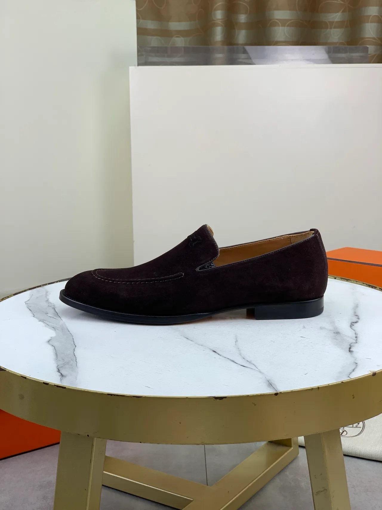 Hermès H Logo Loafer Brown Suede Men's Loafers