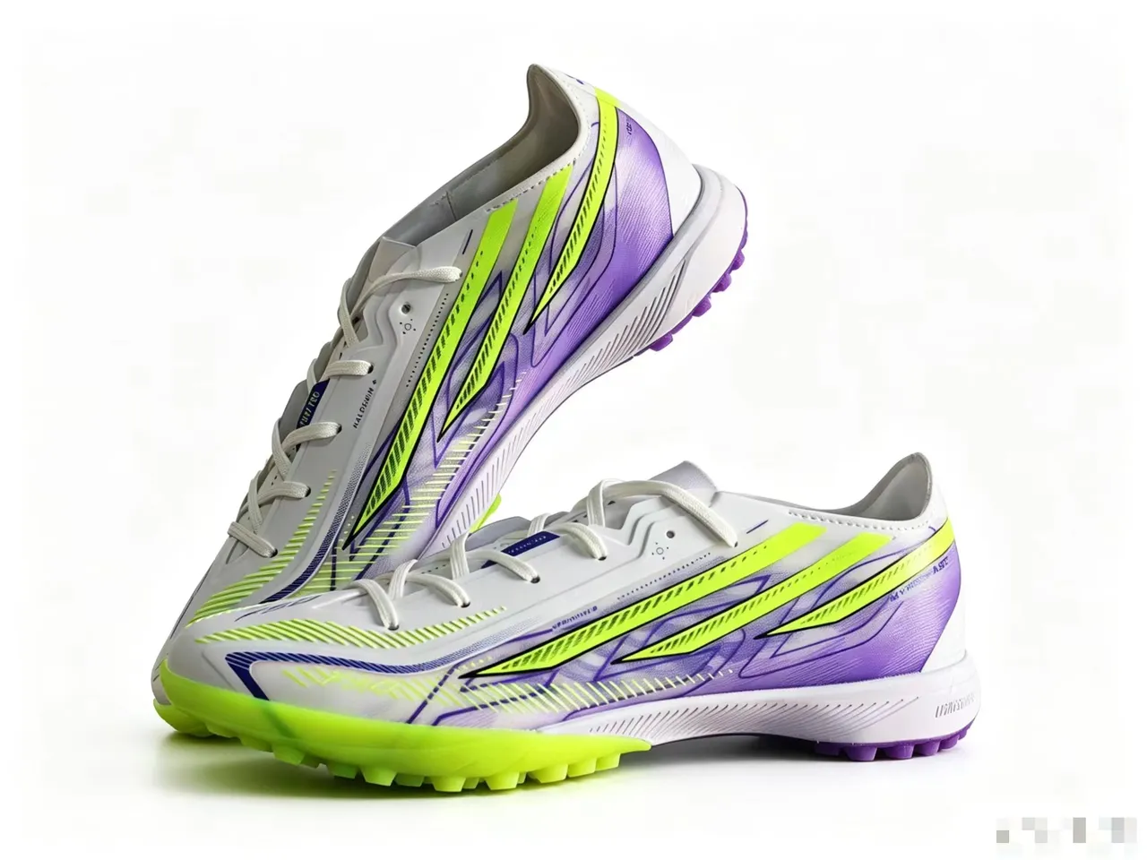 Adidas White Purple Low-Cut Synthetic Upper Molded Turf Studs Artificial-Grass Soccer Shoes