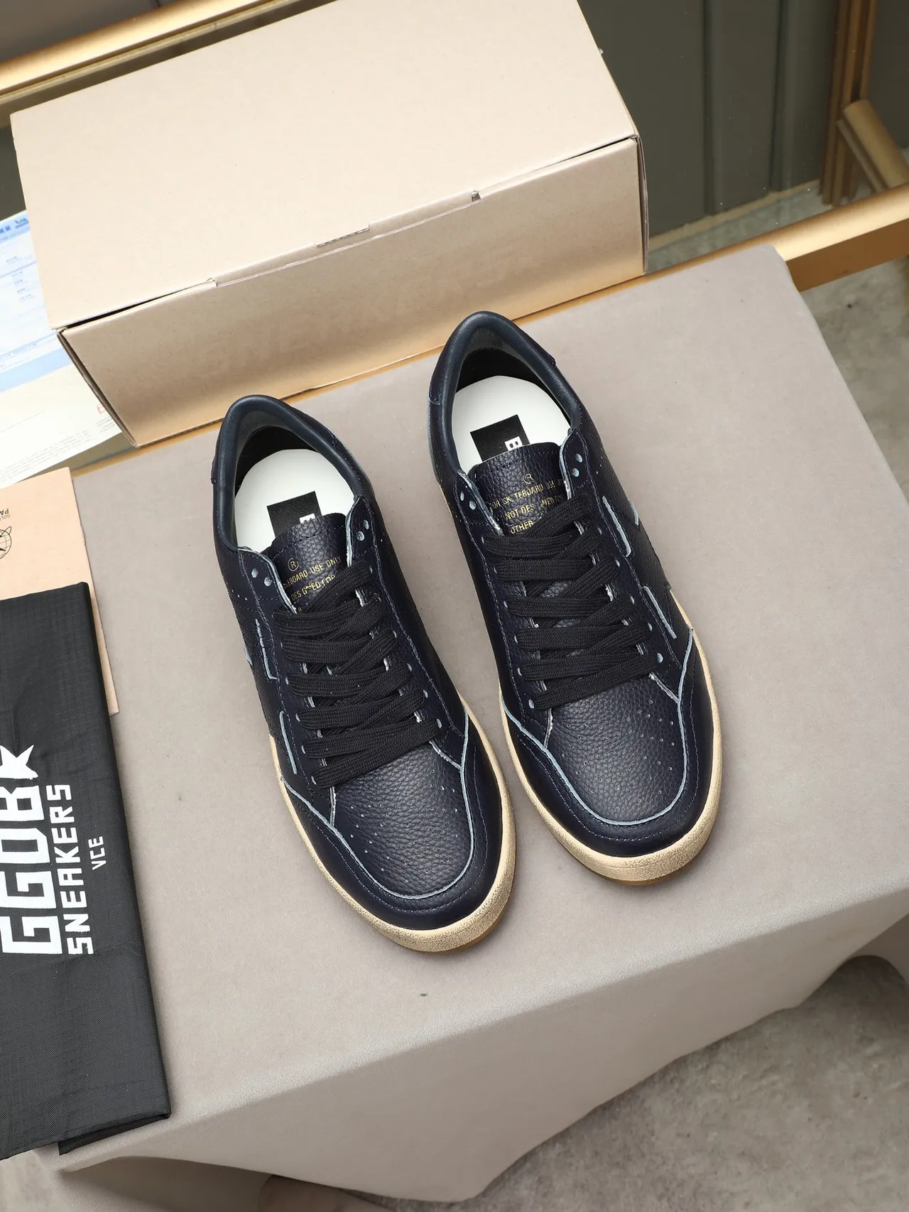 Golden Goose All Star Navy Peppled Leather Lifestyle Sneakers