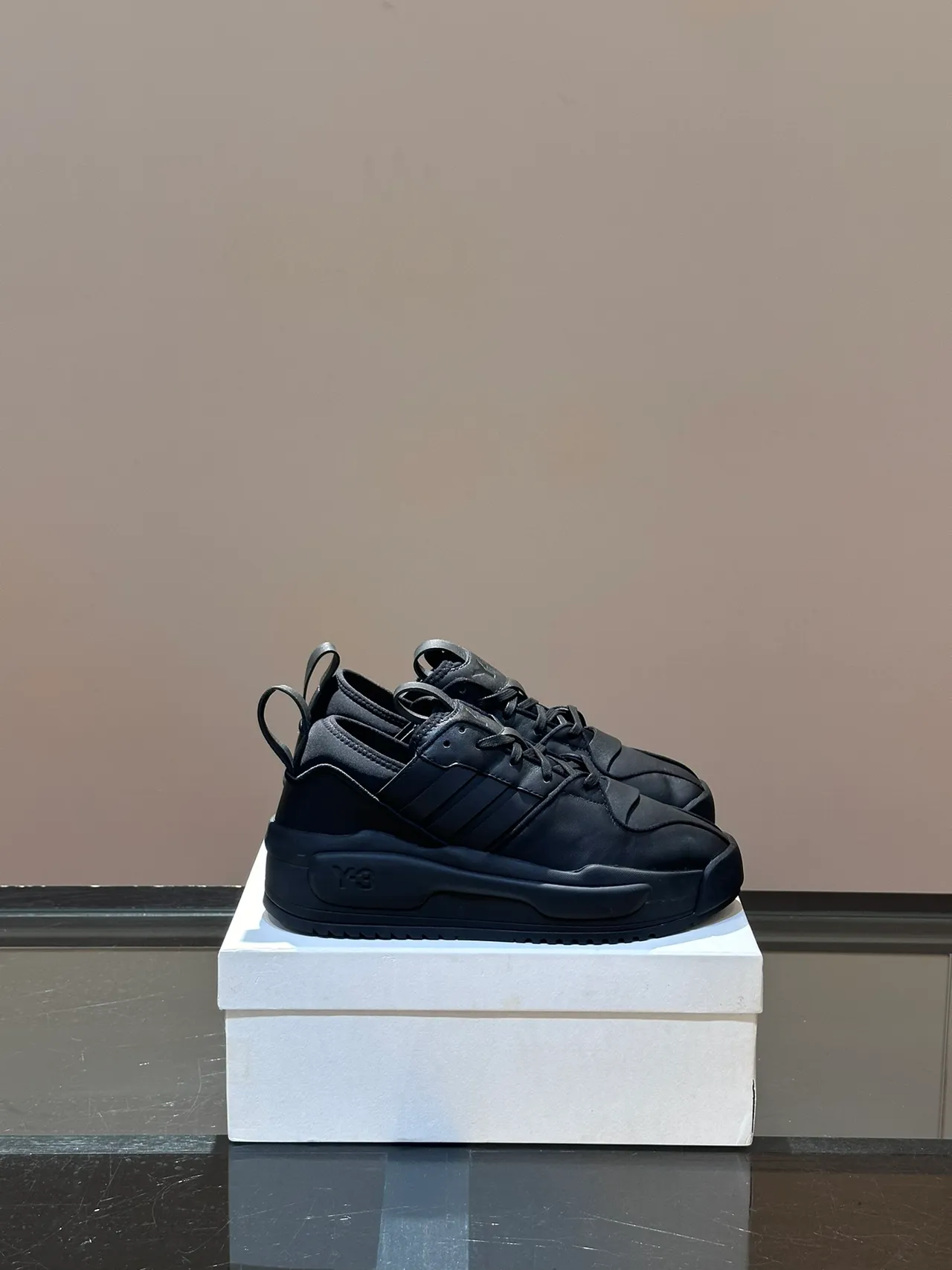 Y-3 Kaiwa Black Monochrome Deconstructed Upper Chunky Sneakers
