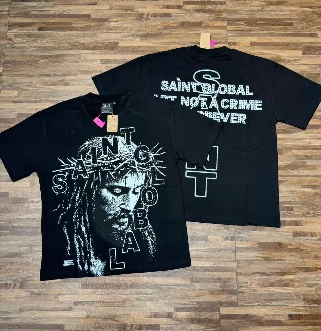 Saint Laurent Saint Graphic Print Black T-Shirt