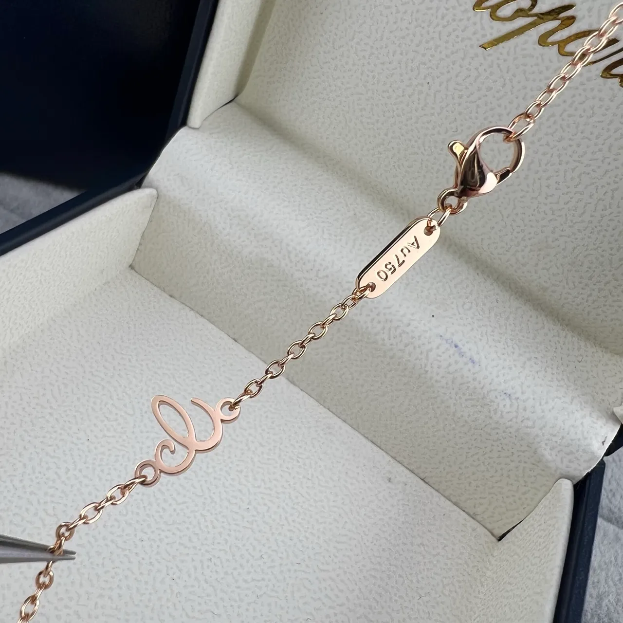 Chopard Gold Silver Geometric Barrel Pendant Pavé-Set Stones Necklace