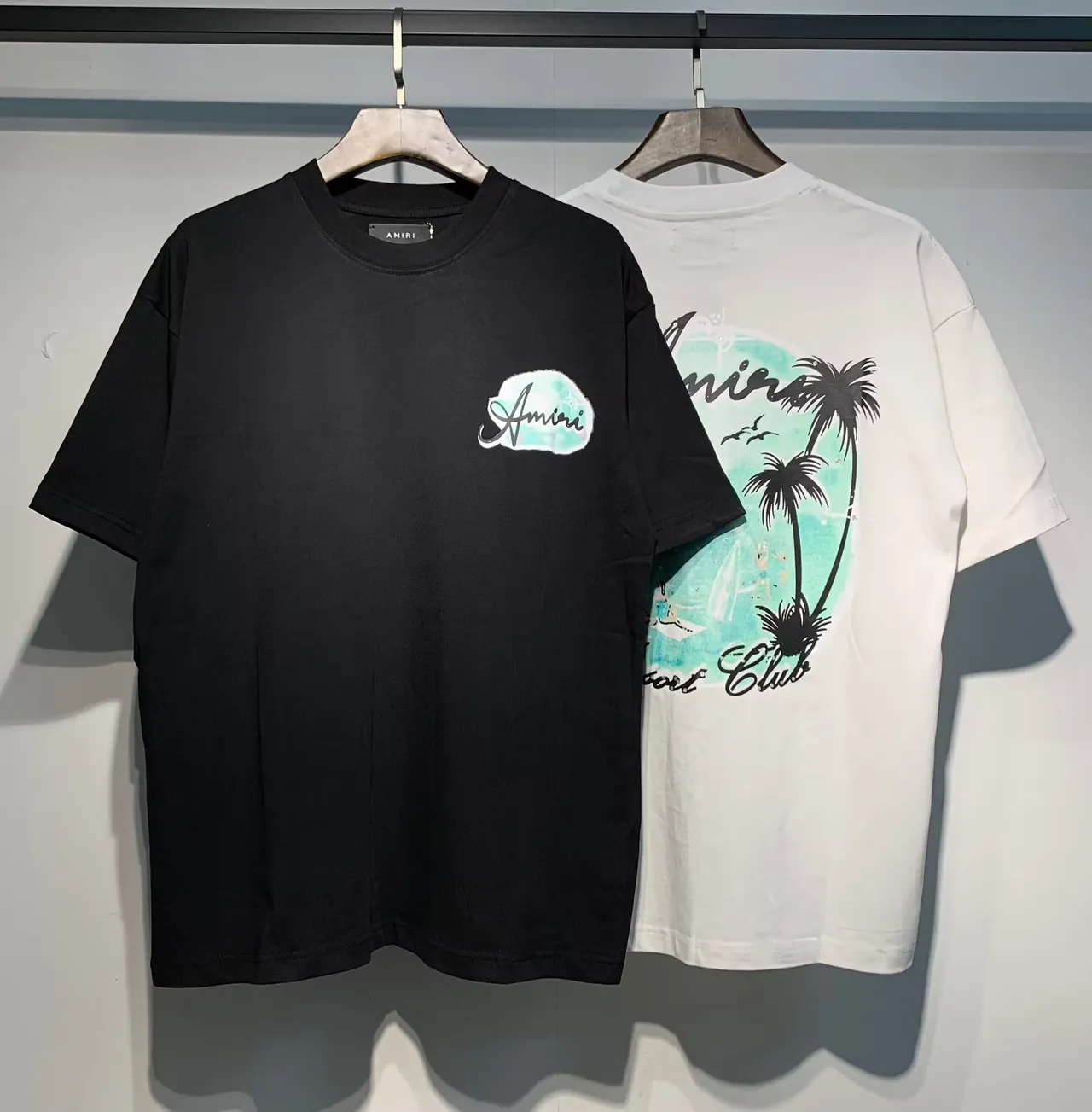 Amiri Resort Club Graphic Print Black and White T-Shirt
