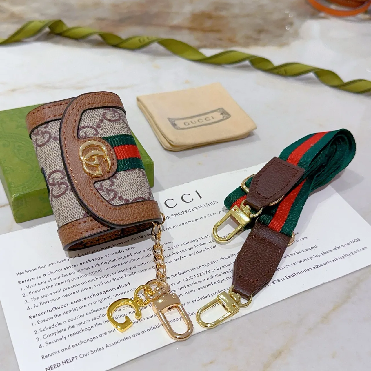 Gucci Ophidia GG Monogram Web Flap Short Wallet