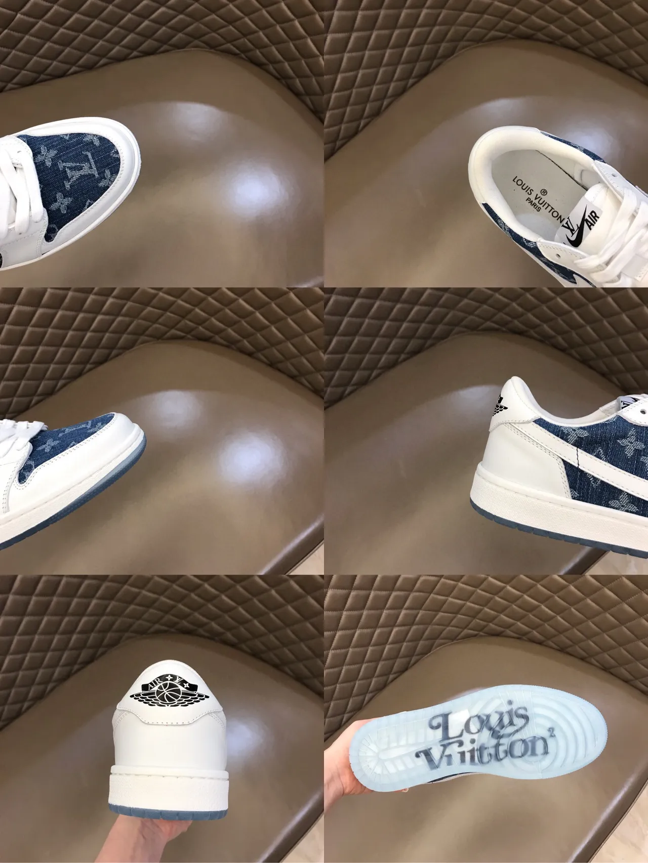 Nike Air Jordan 1 Low Denim-Print White Lifestyle Sneakers