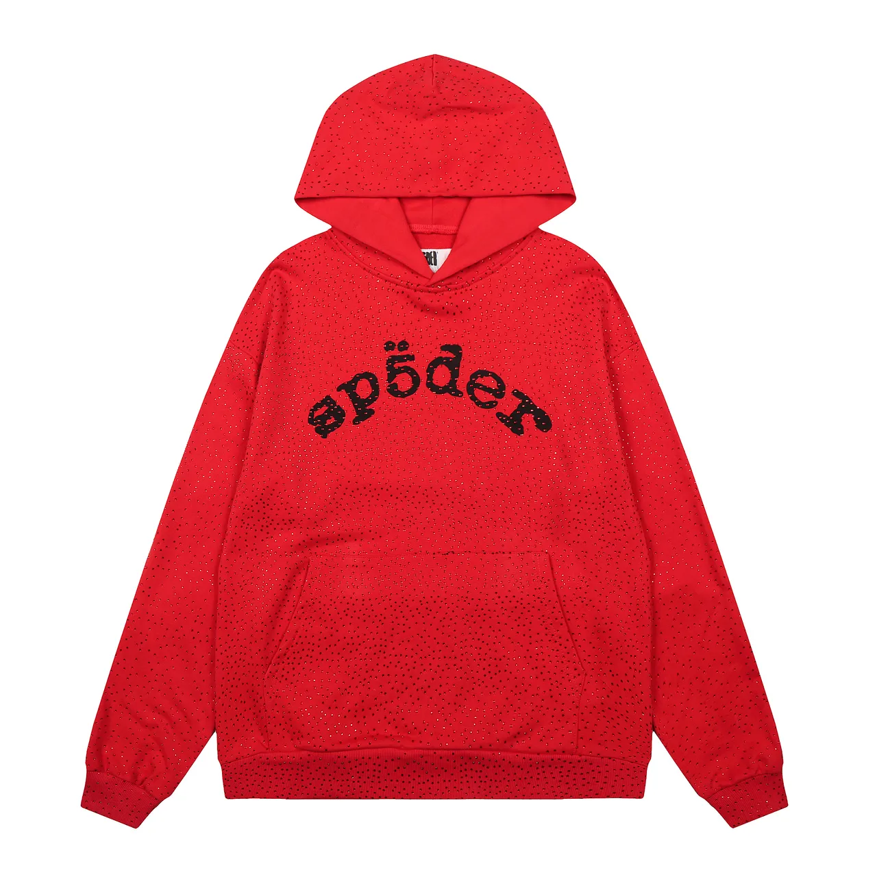 Sp5der Red Perforated Fabric Texture Arched Embroidered Logo Tracksuit