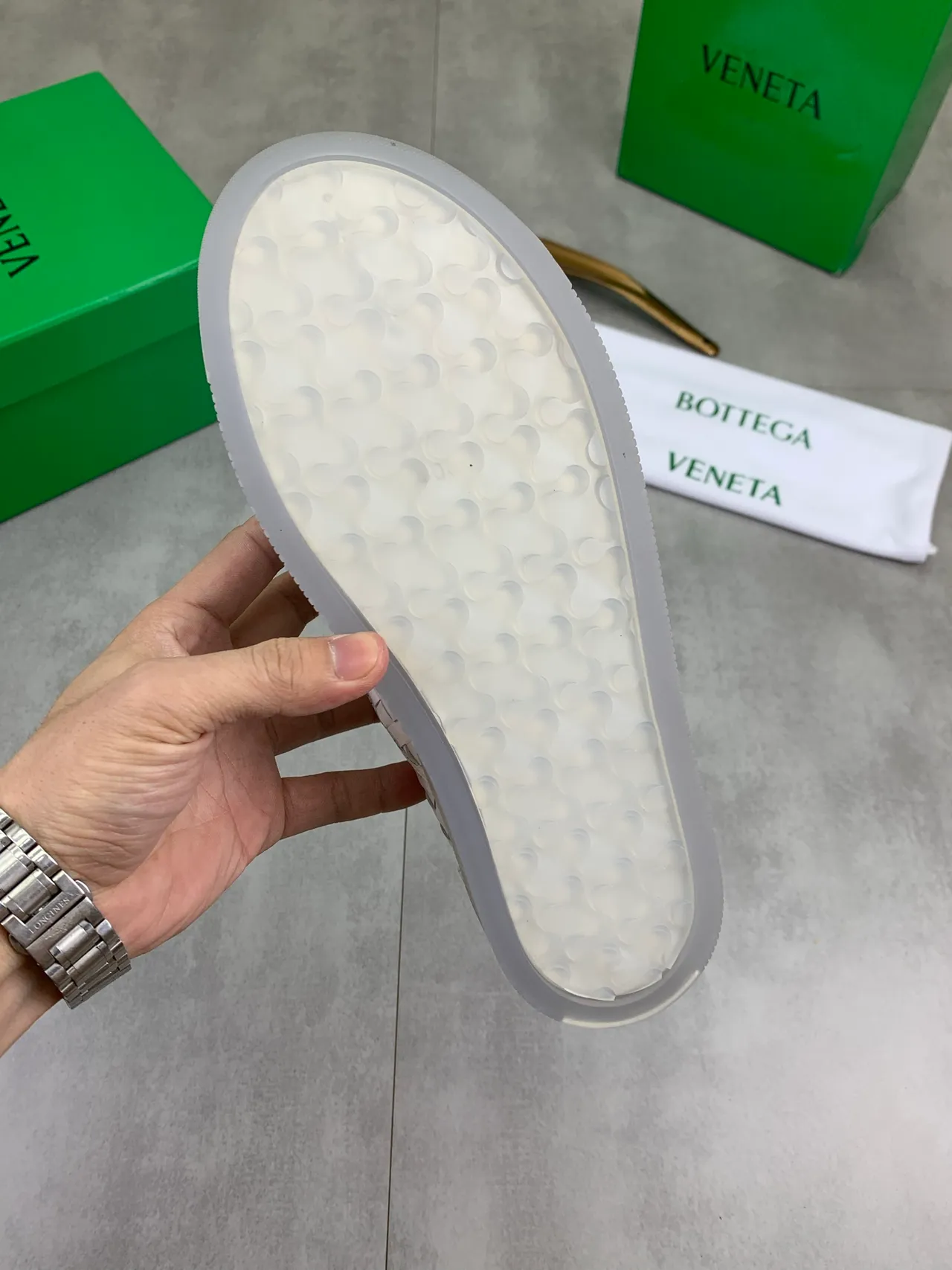Bottega Veneta Cassette White Woven Leather Lifestyle Sneakers