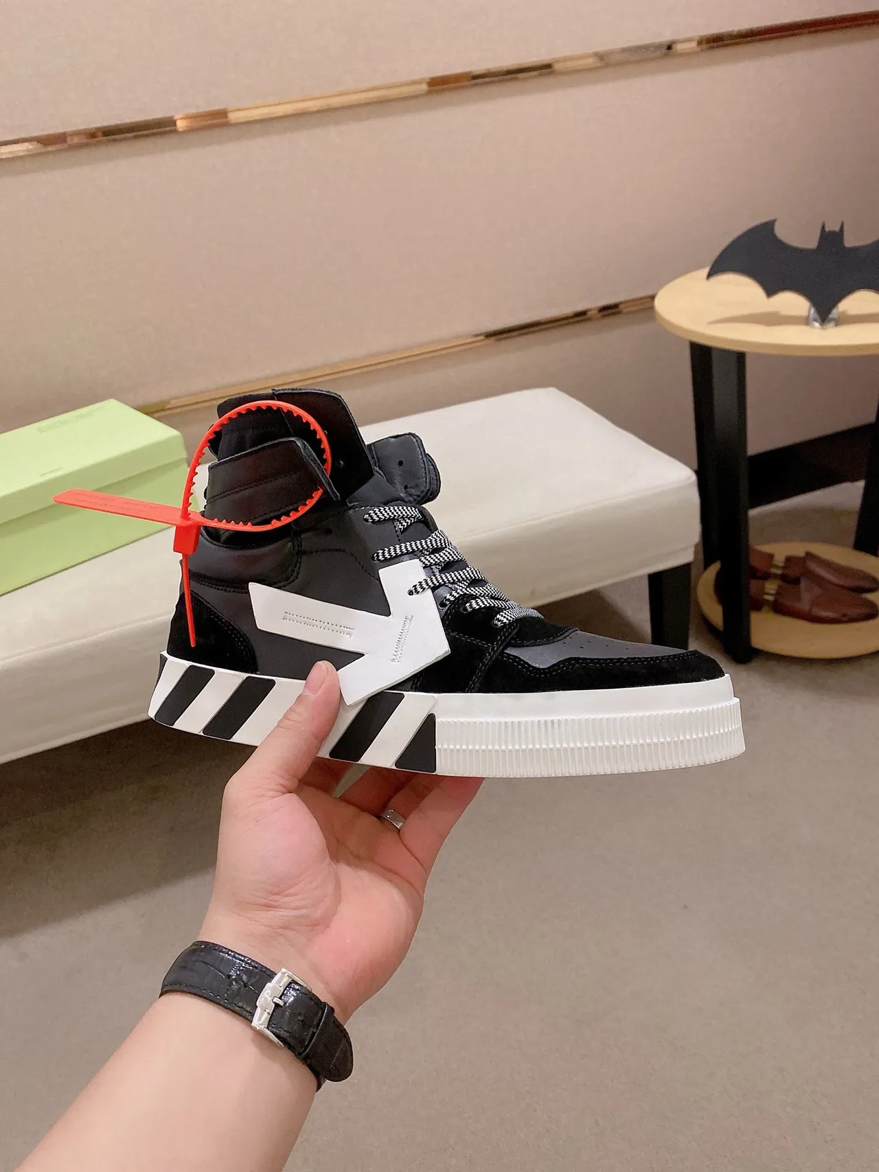 Off-White Arrow High-Top Black and White Lifestyle Sneakers