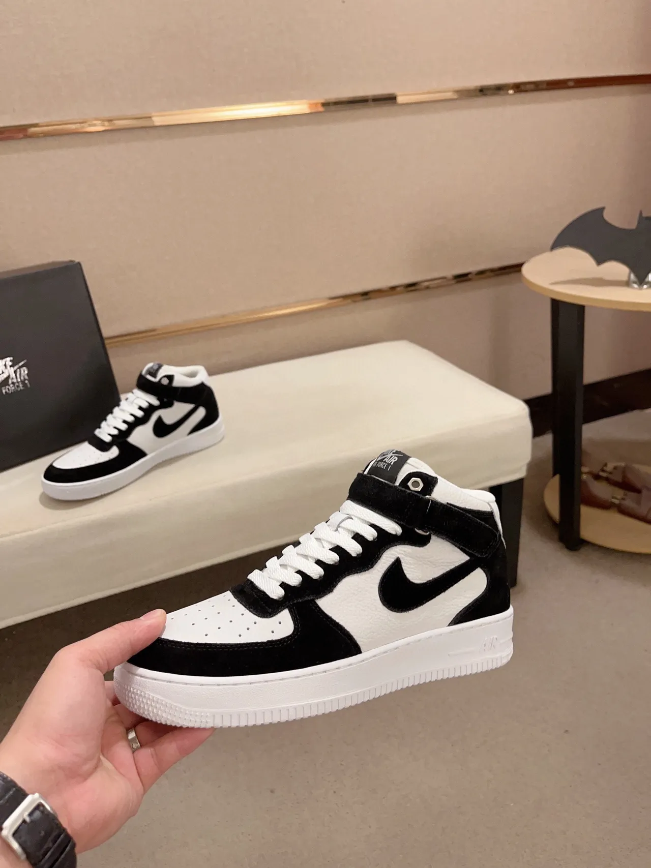 Nike Black White High-Top Suede And Leather Paneling Lifestyle Sneakers