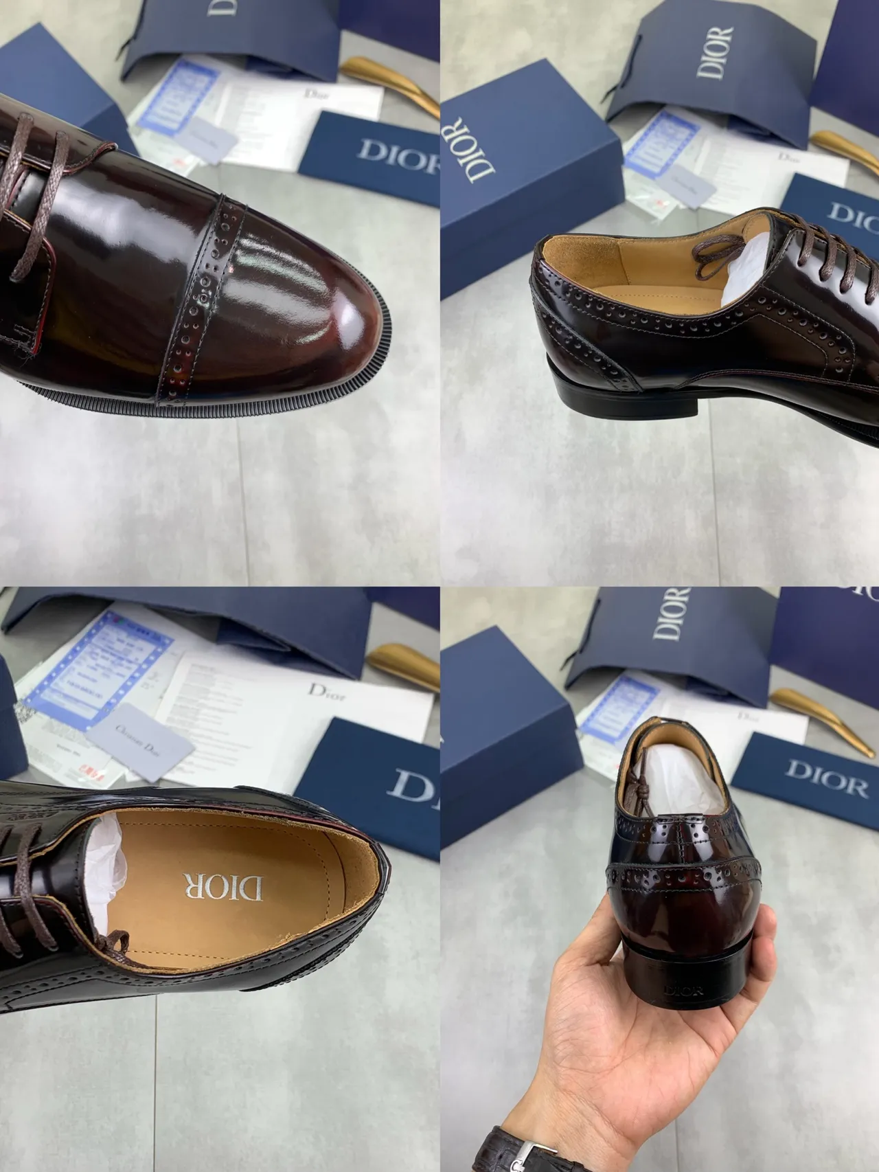Dior Burgundy Black Cap-Toe Brogue