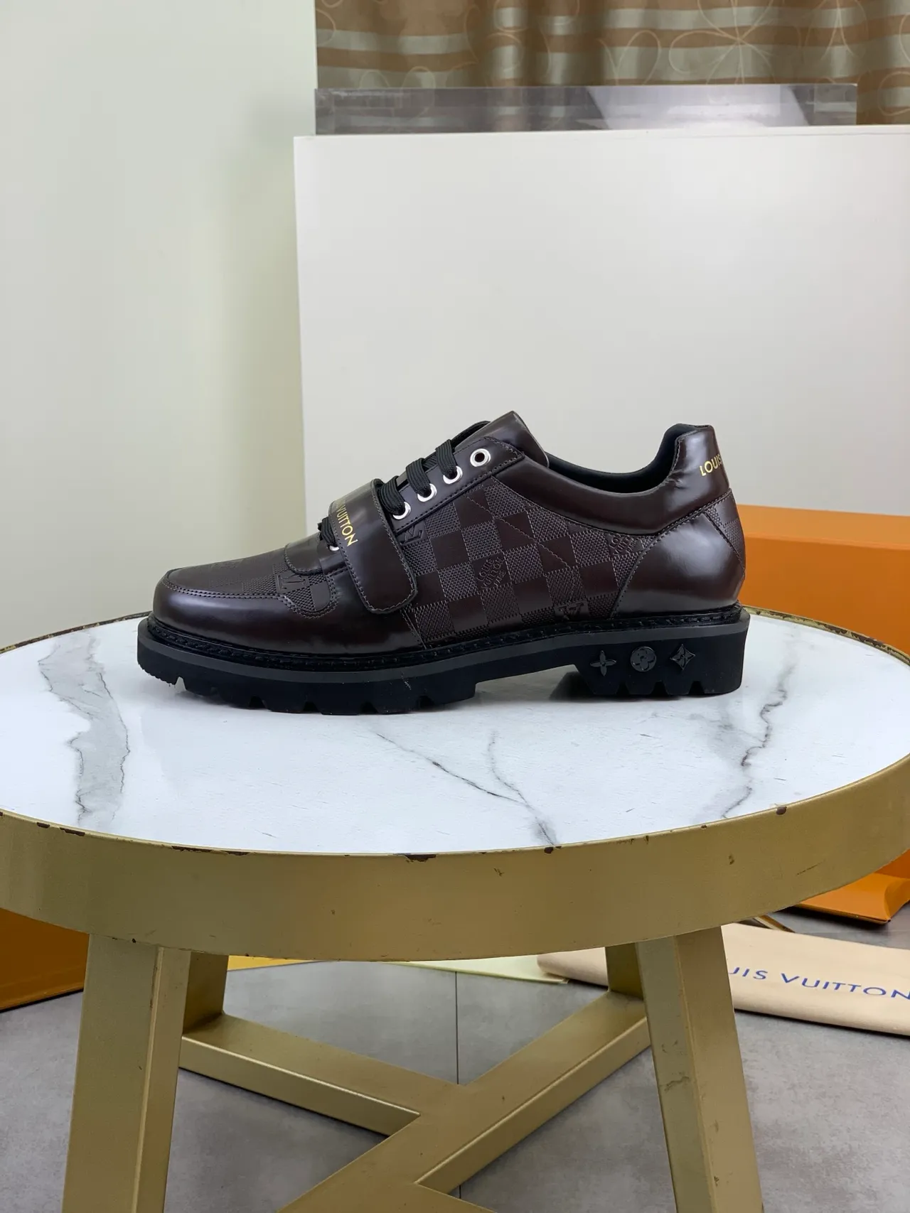 Louis Vuitton Run Away Brown Damier Graphite Lace-Up Strap Casual Shoes