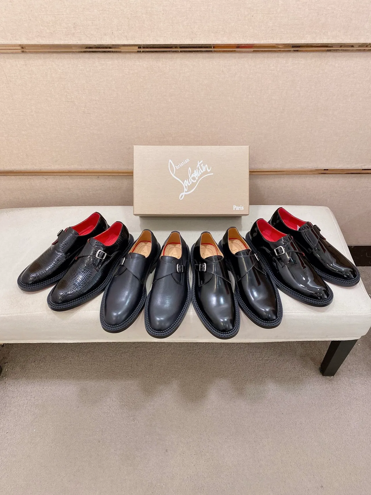 Black Croc-Embossed Single-Buckle Monk Shoe