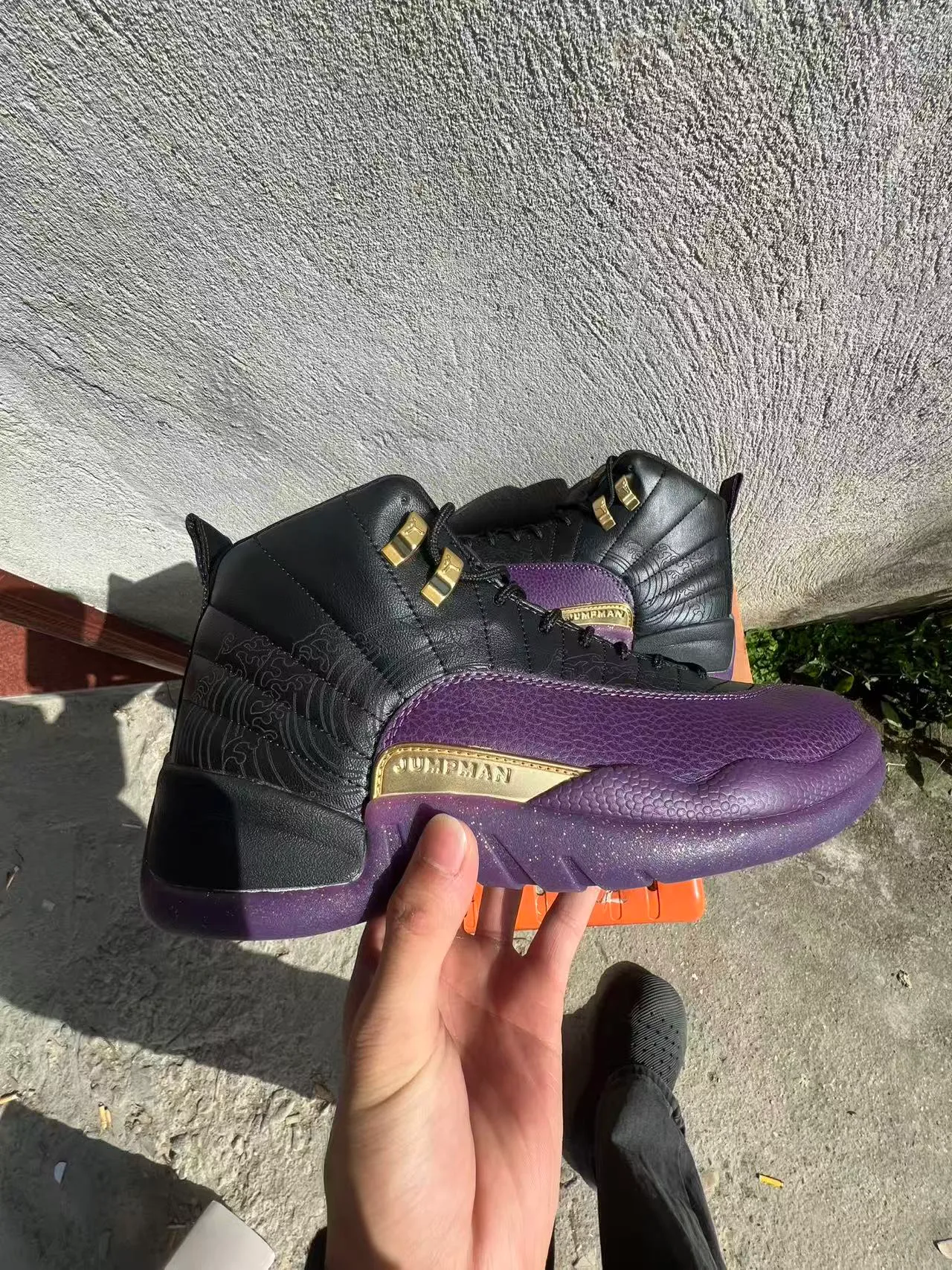 Air Jordan 12 Black Purple Gold Basketball Shoes