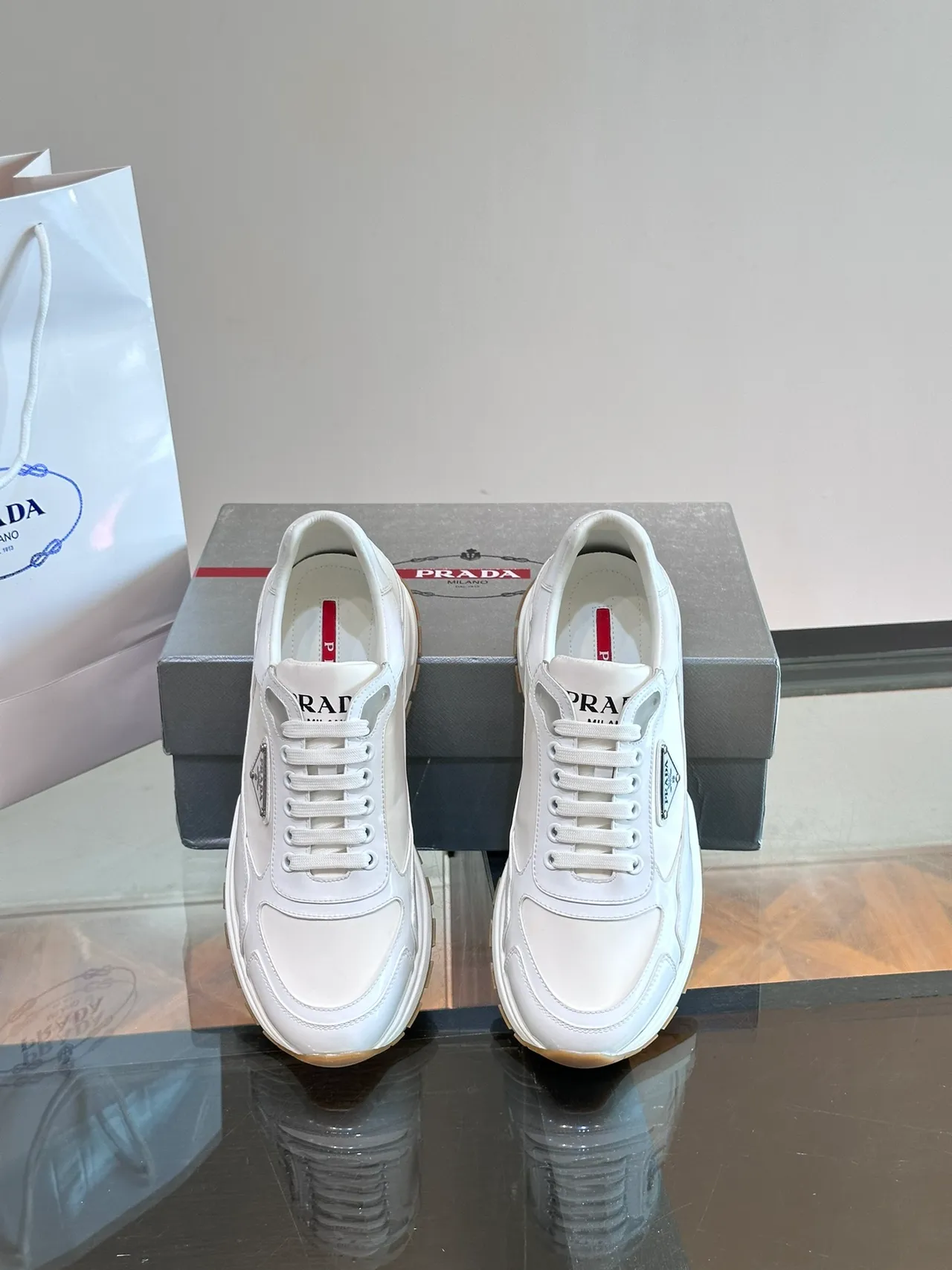 Prada Cloudbust White Panelled Chunky Sneakers