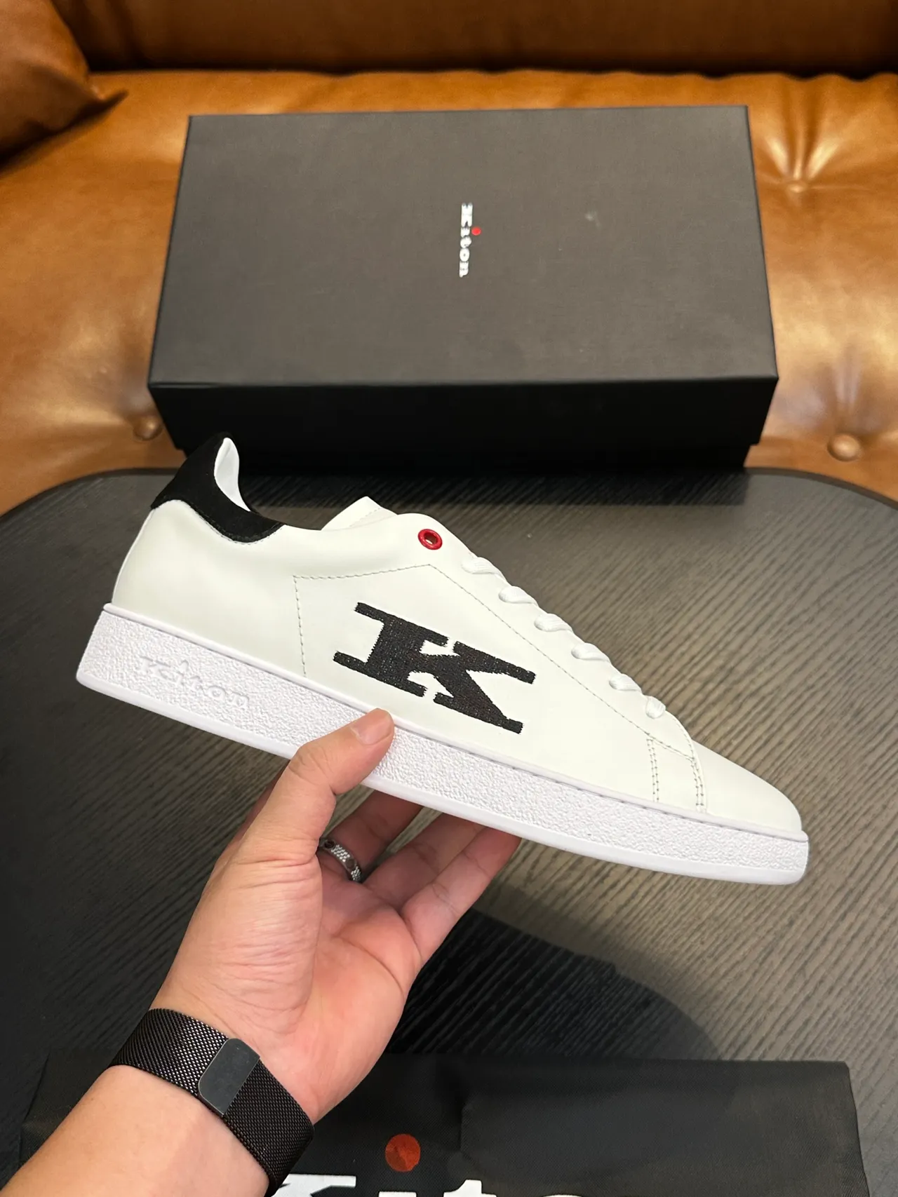 Kith Originals White Black Oversized K Logo Lifestyle Sneakers