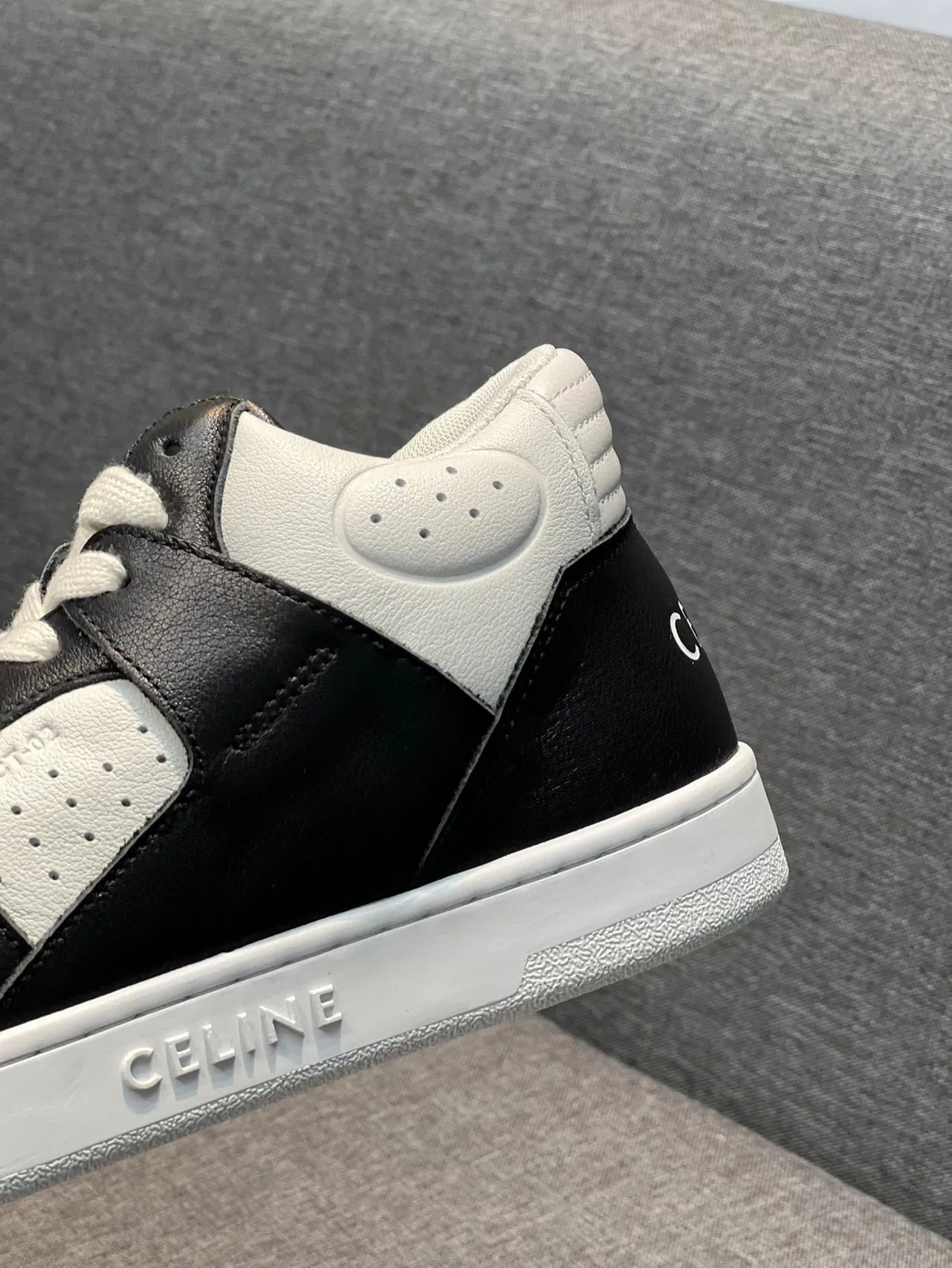 Celine CT-01 Black and White Leather High-Top Lifestyle Sneakers