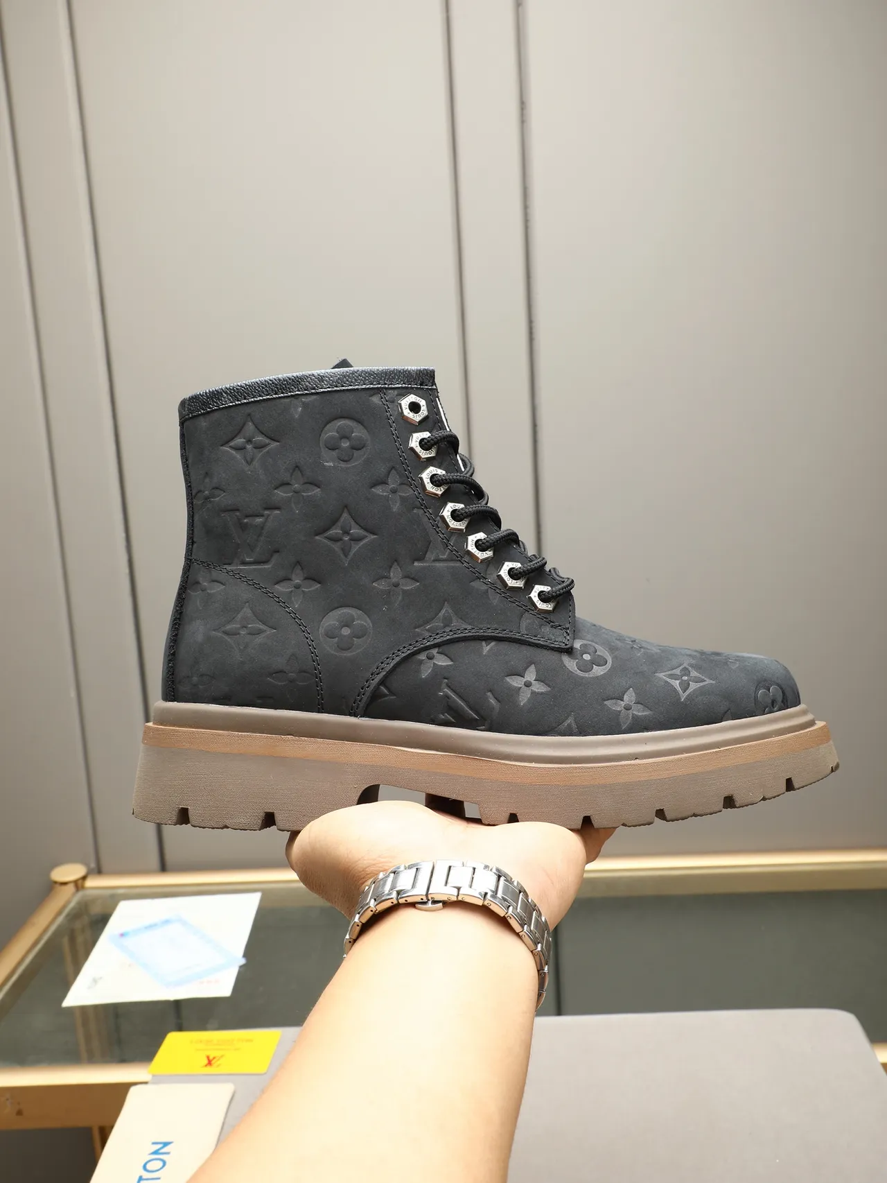 Louis Vuitton Trail Boot Monogram Eclipse Black Work Boot