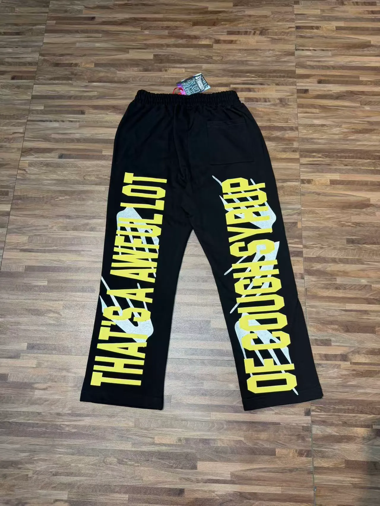 Black Graphic-Print Wide-Leg Relaxed Fit Sweatpants
