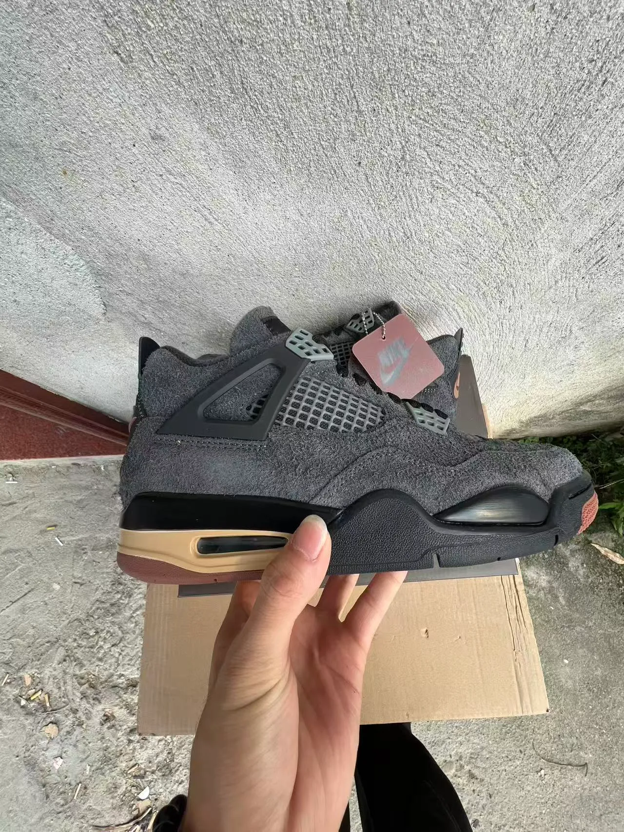 Nike Air Jordan 4 Gray Black Beige Basketball Shoes