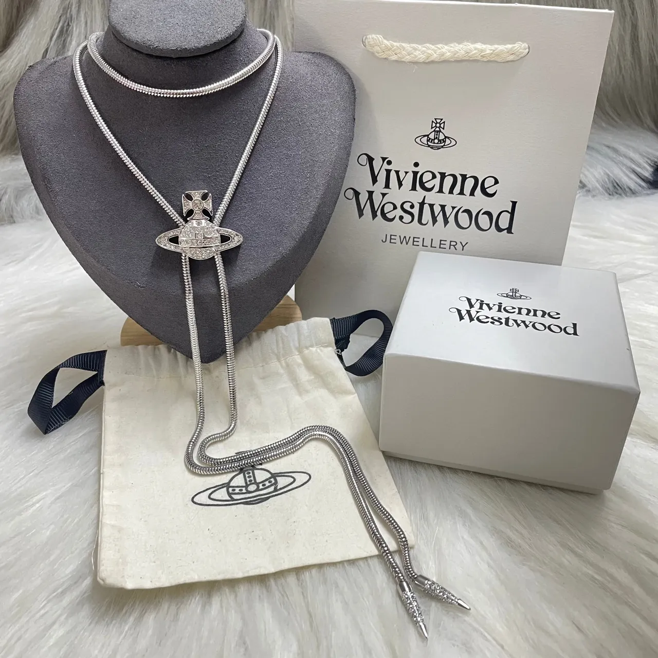 Vivienne Westwood Orb Crystal-Pavé Bolo Necklace