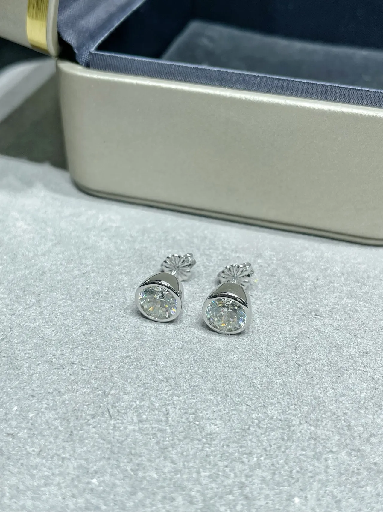 Tiffany & Co. Round Bezel-Set Brilliant-Cut Stud Earrings