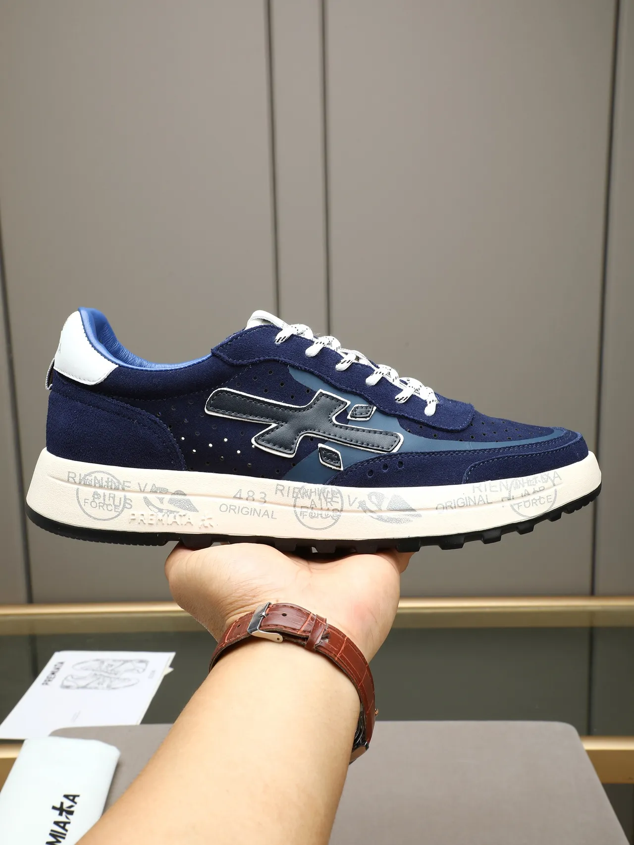 Premiata Navy Suede X-Logo Lifestyle Sneaker