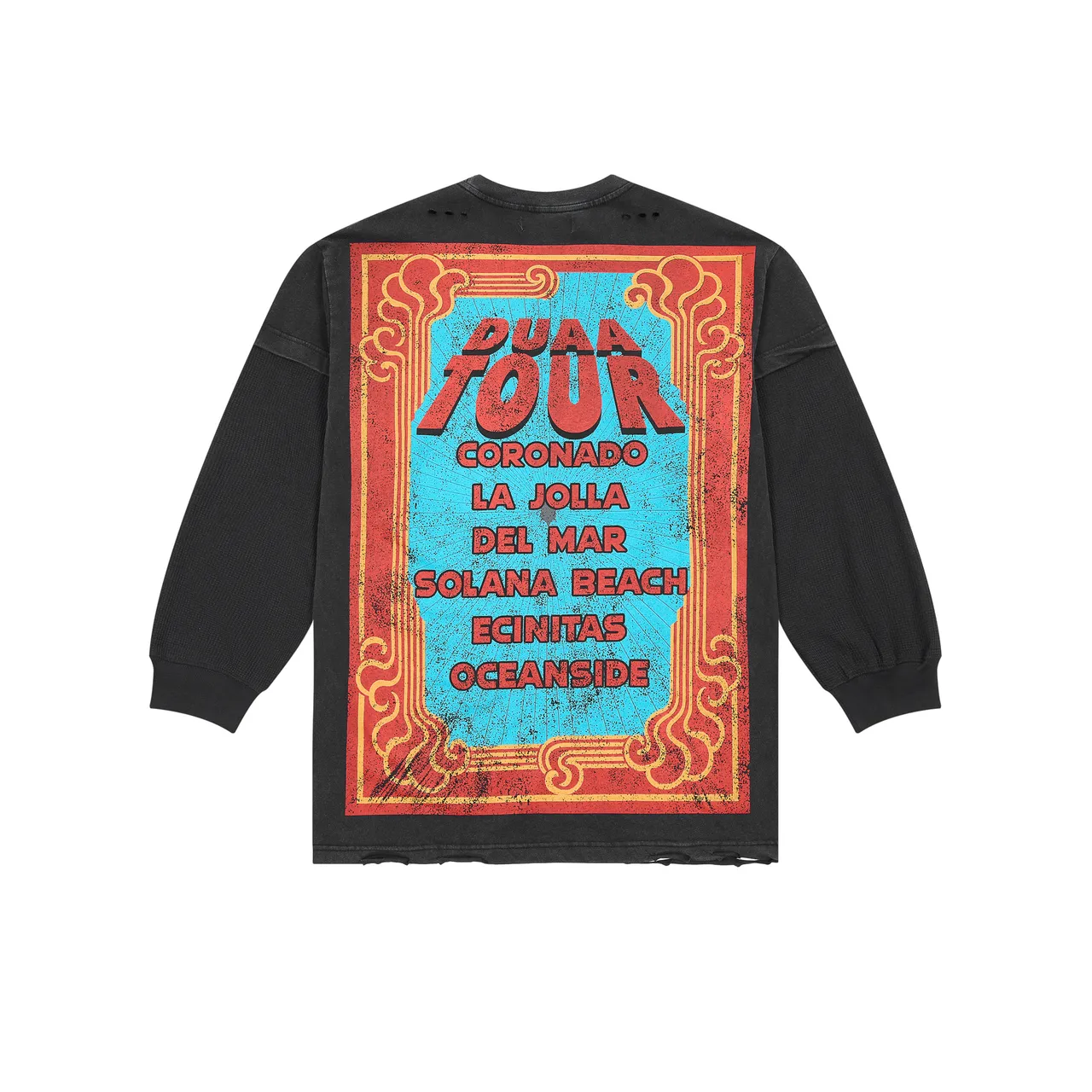 DUAA Distressed Black Graphic Print Crewneck Sweater
