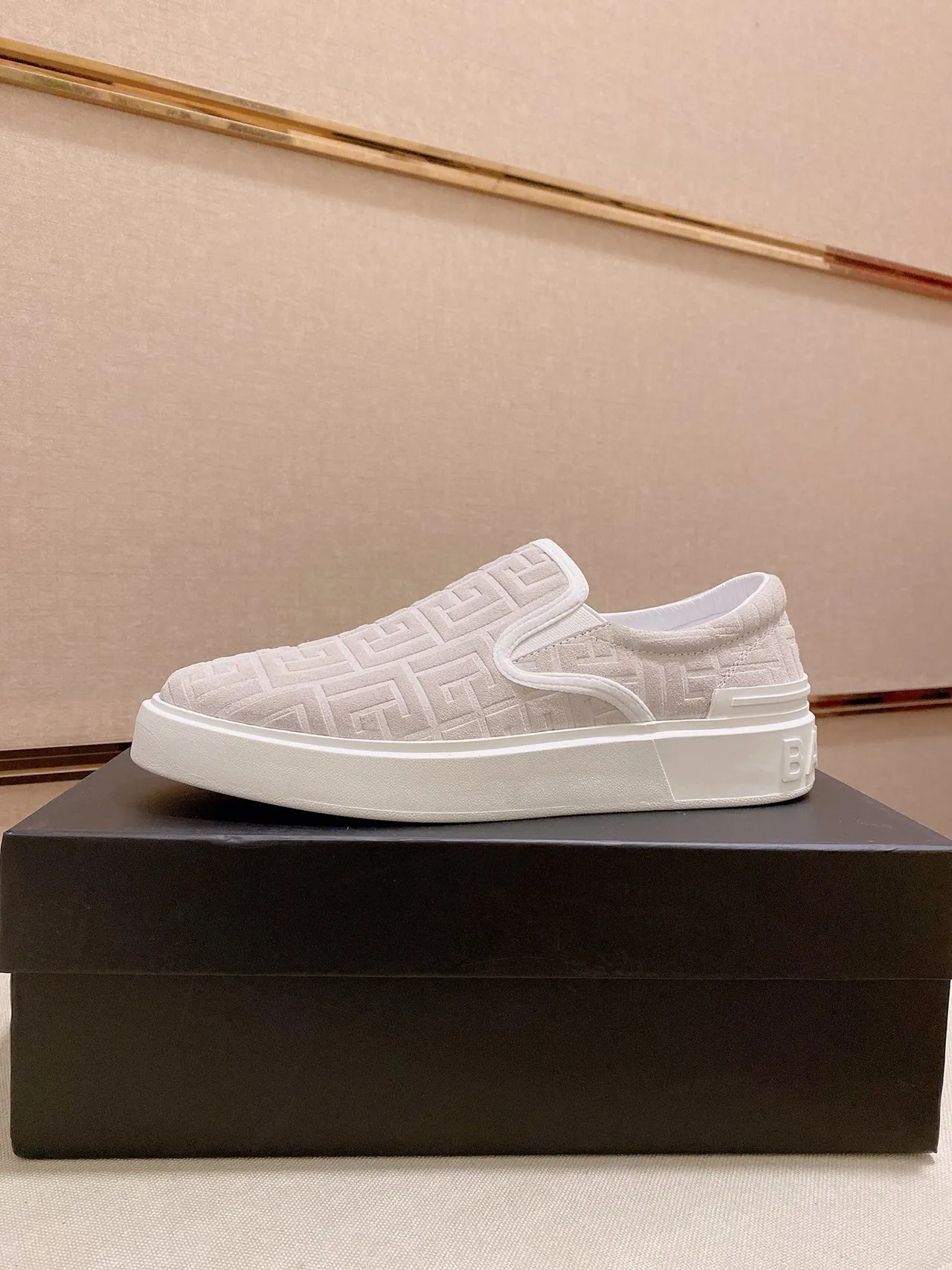 Balenciaga Speed Trainer Monogram Beige Slip-On Lifestyle Sneakers