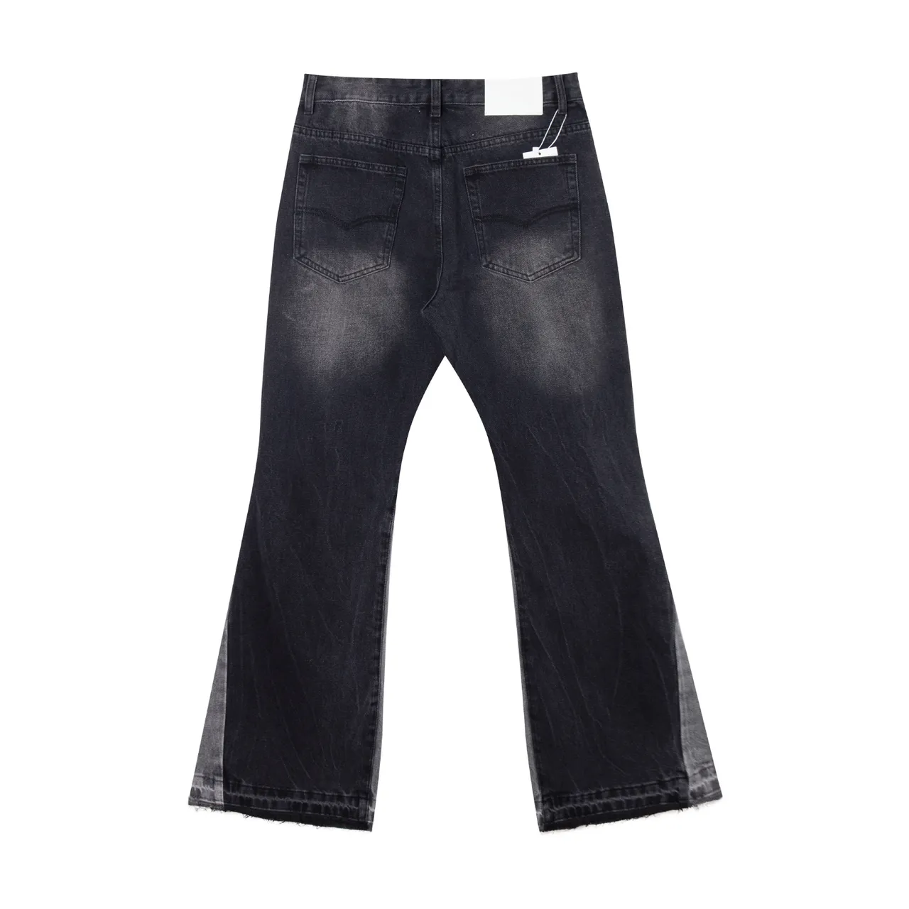 Black Gray Flared Leg Contrast Side Panels Jeans