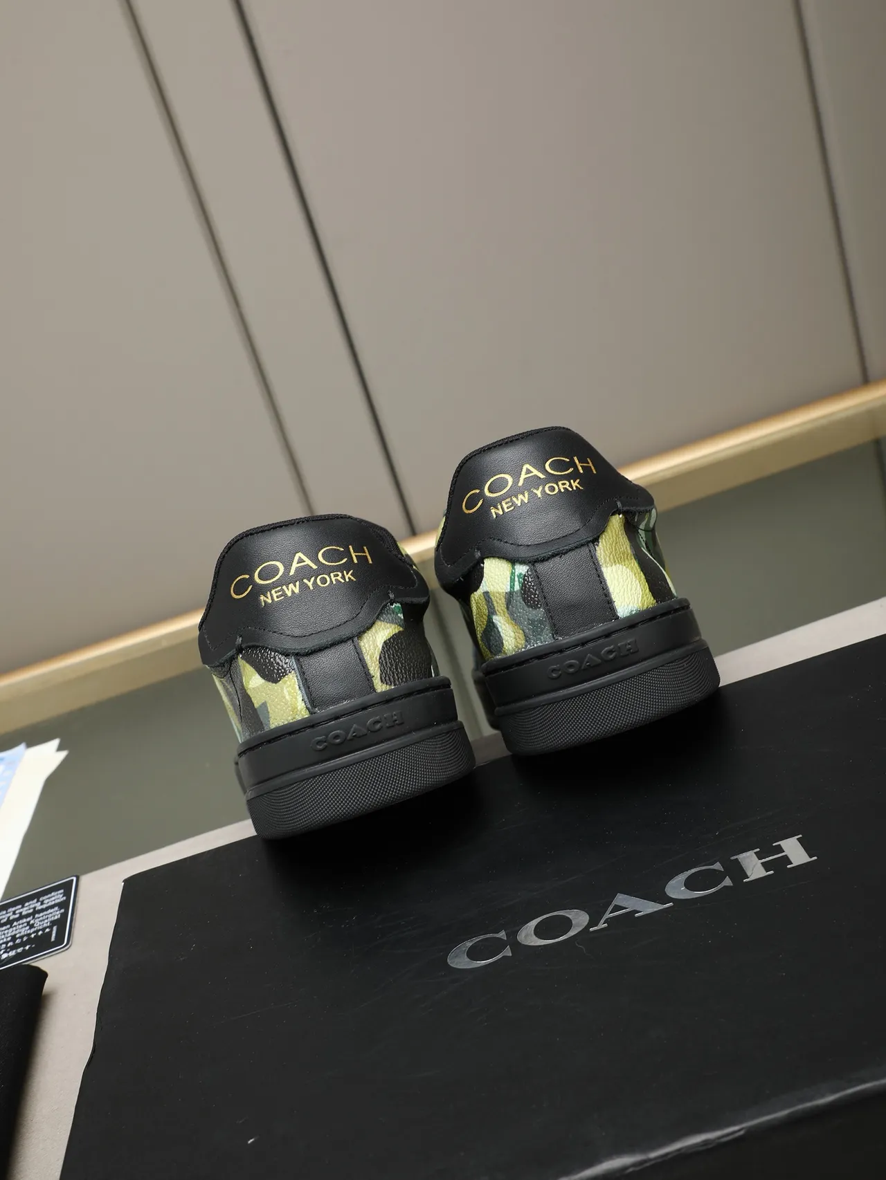 Coach Camouflage-Print Black Leather Lifestyle Sneakers