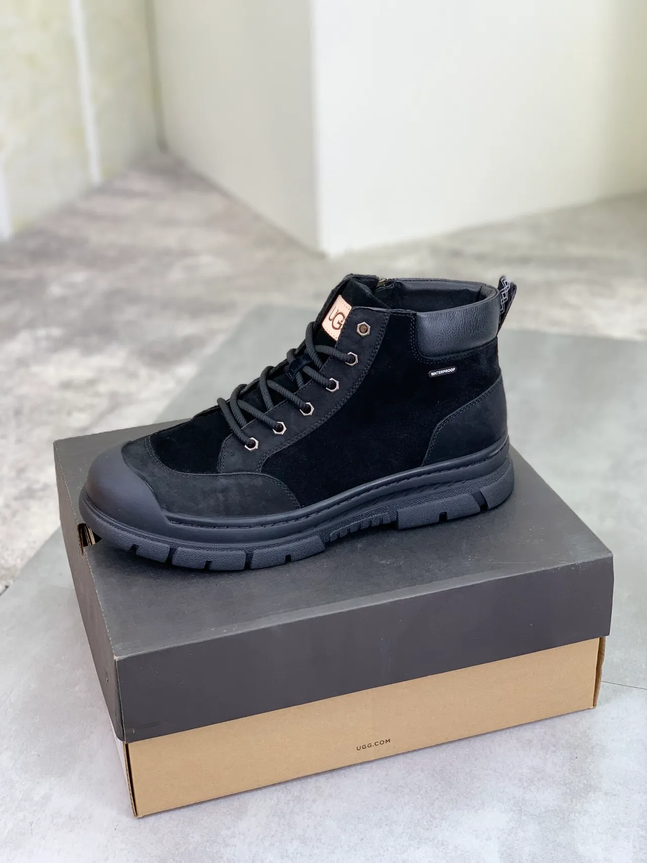 UGG Tasman Black White High-Top Lace-Up Snow Boots