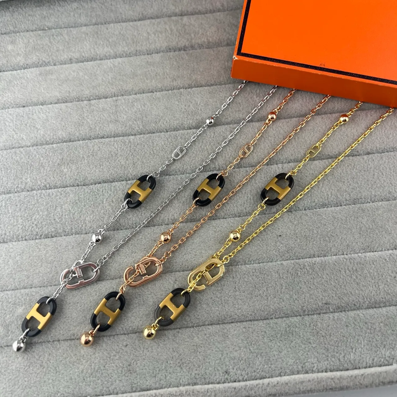 Hermès Chaîne d’Ancre Enamel H-Charms Chain Necklaces