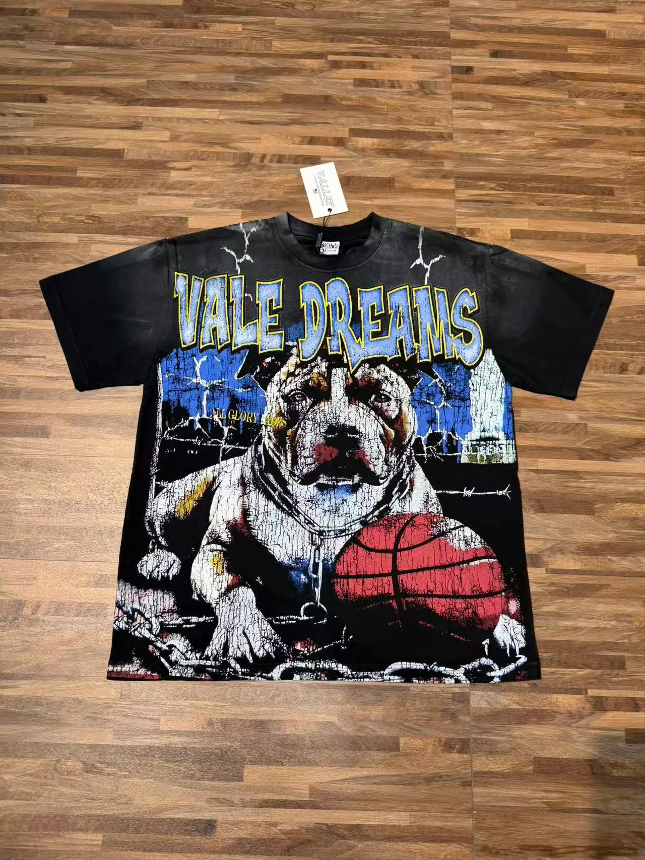 Vale Forever Vale Dreams Acid-Wash Black Graphic T-Shirt