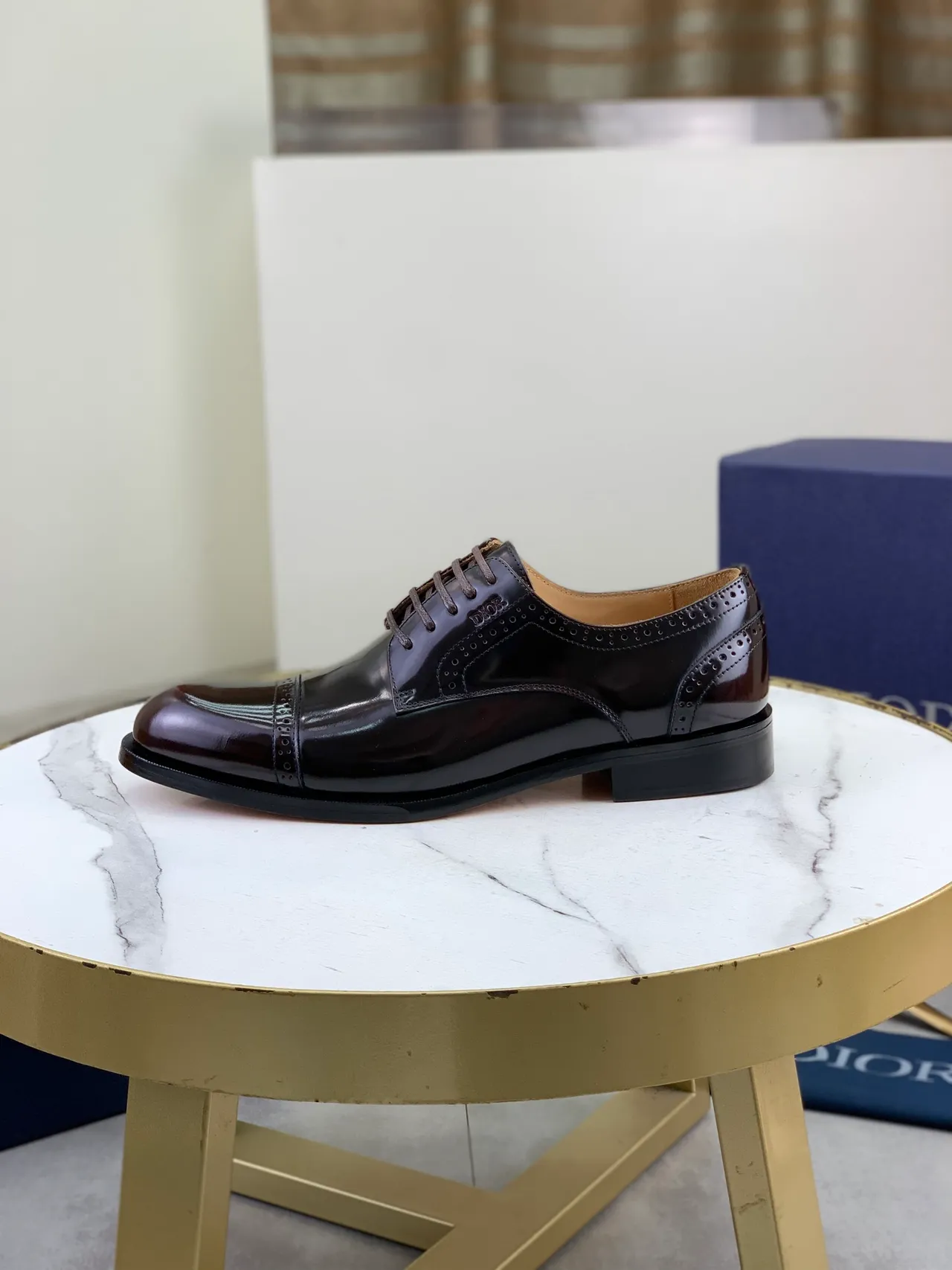 Dior Burgundy Black Cap-Toe Brogue