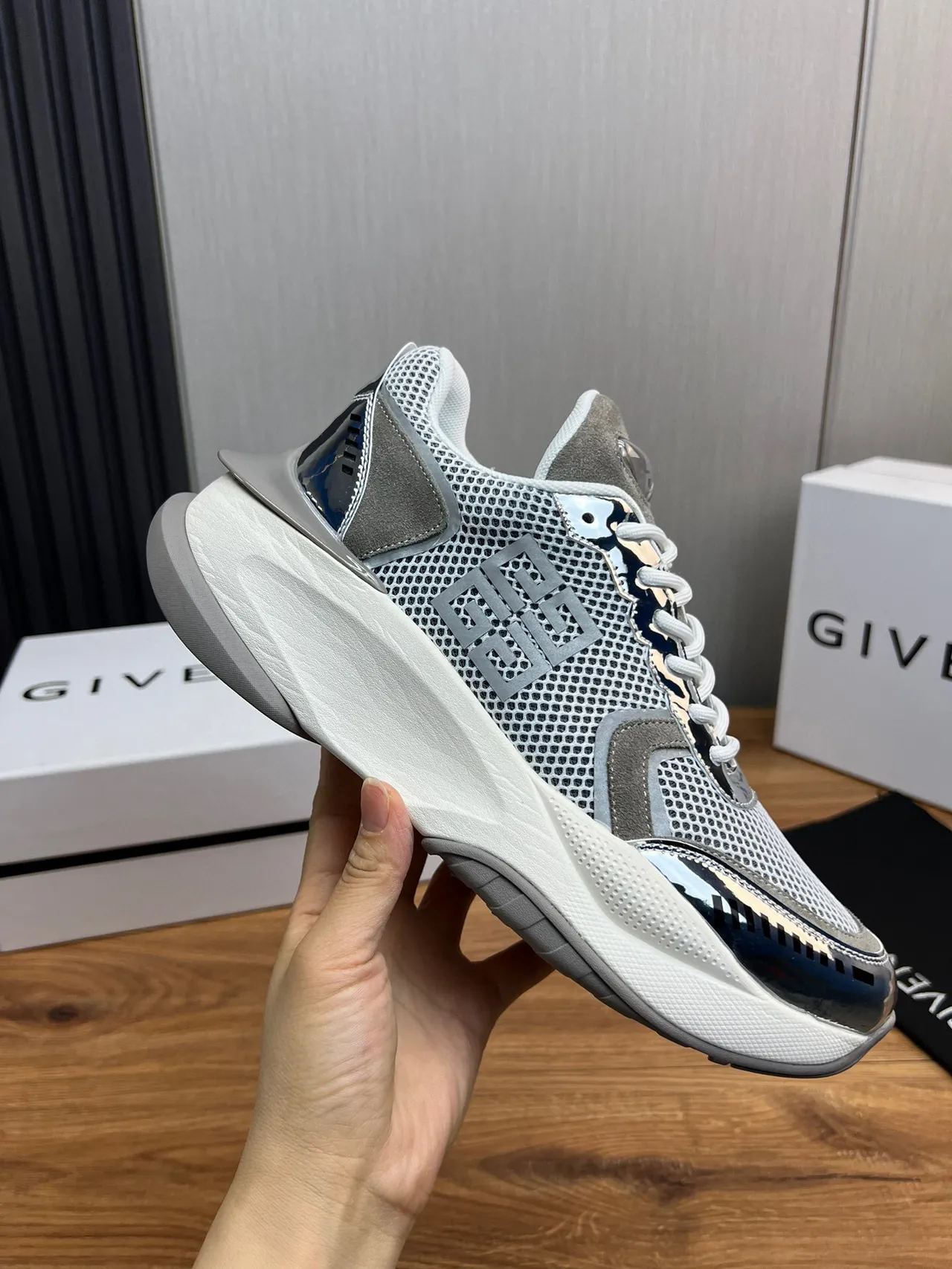 Givenchy Spectre Mesh and Chrome Chunky Sneakers