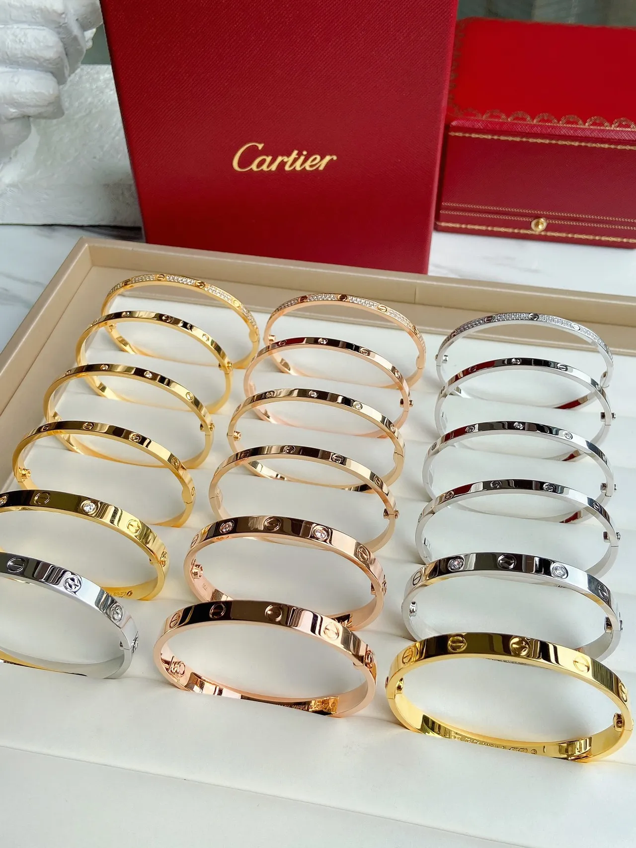 Cartier Love Bracelet Gold Rose Gold Silver Black PVD Rigid Bangle Bracelets