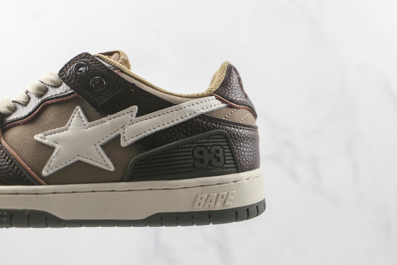 A Bathing Ape BAPE STA Brown Beige Star Logo Lifestyle Sneakers