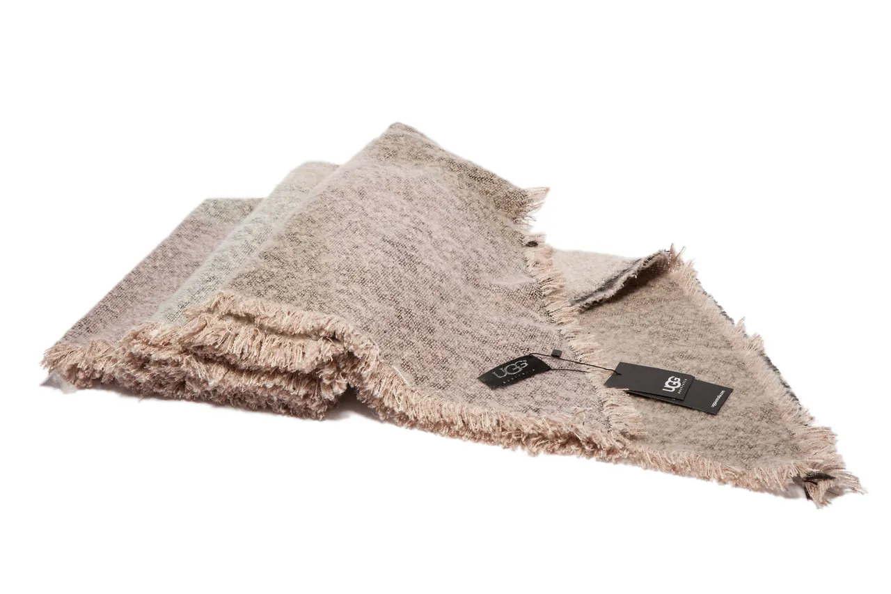 Beige Black Woven Fringed Scarve