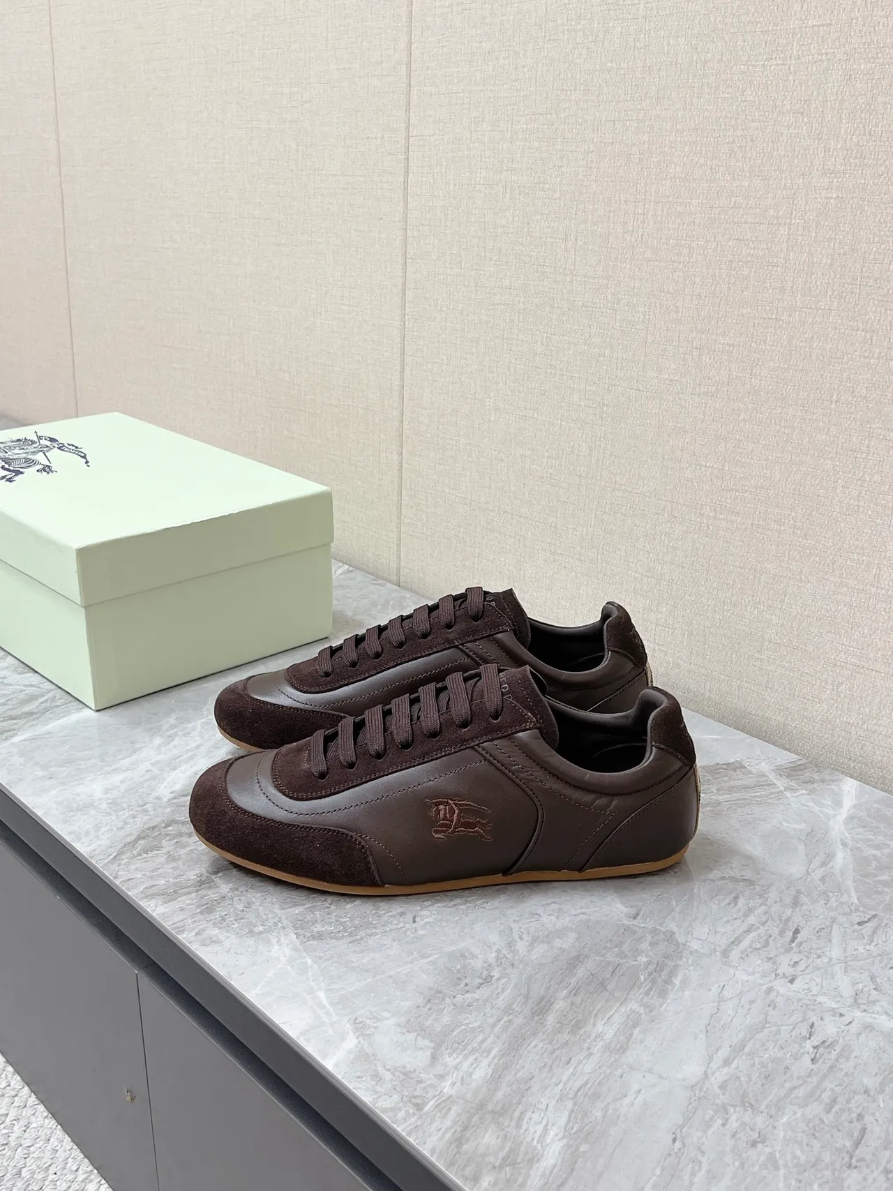 Burberry Knight Brown Suede and Leather Lifestyle Sneakers