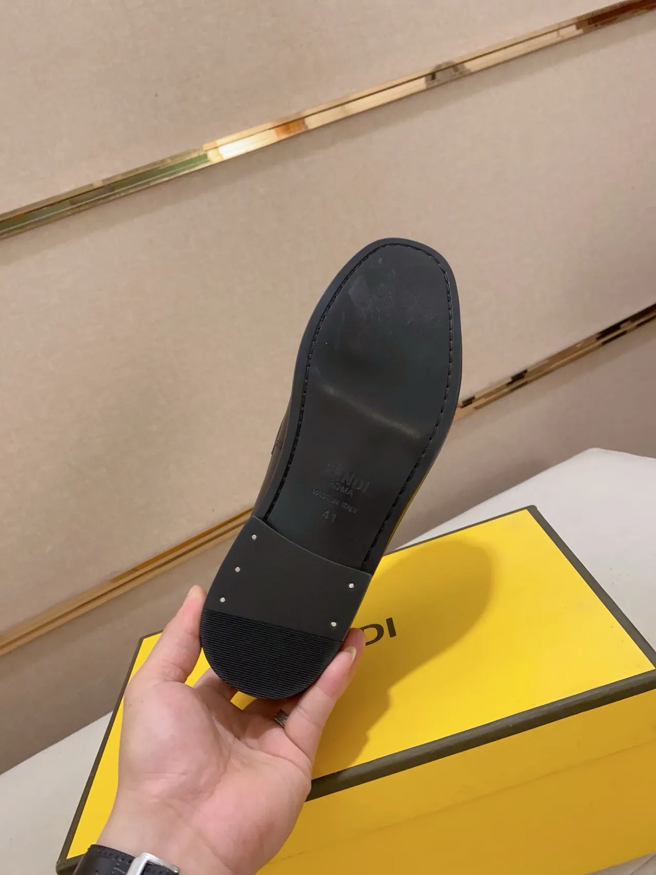 Fendi FF Logo Loafer Black Brown Monogram Canvas Vamp Leather Upper Loafer