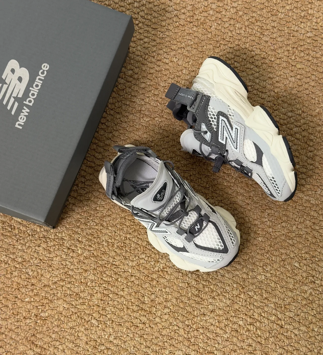New Balance 9060 Gray Black Chunky Sneakers